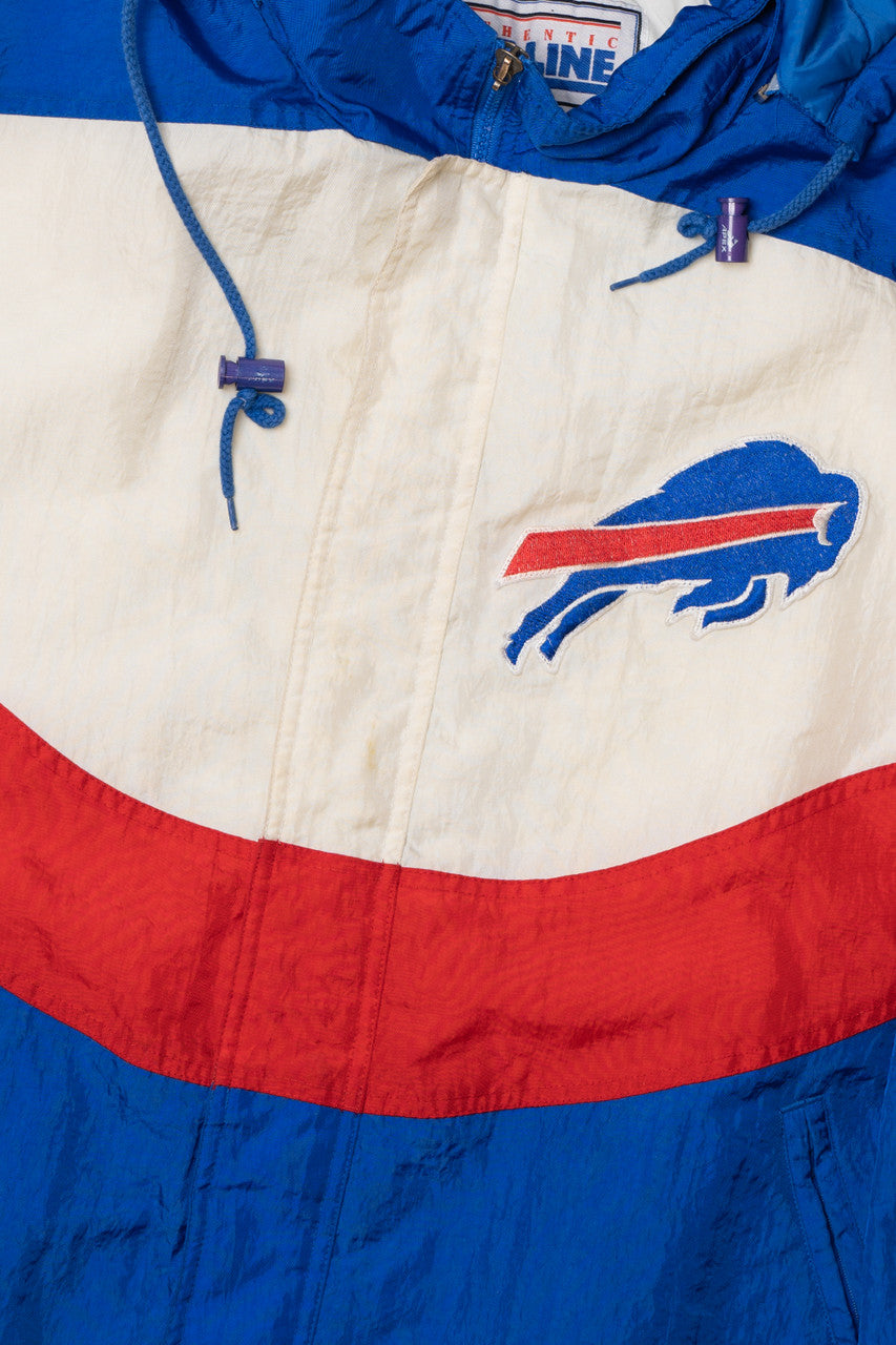 Vintage Buffalo Bills NFL Full Zip Hooded Puffer Apex One Lightweight Jacket