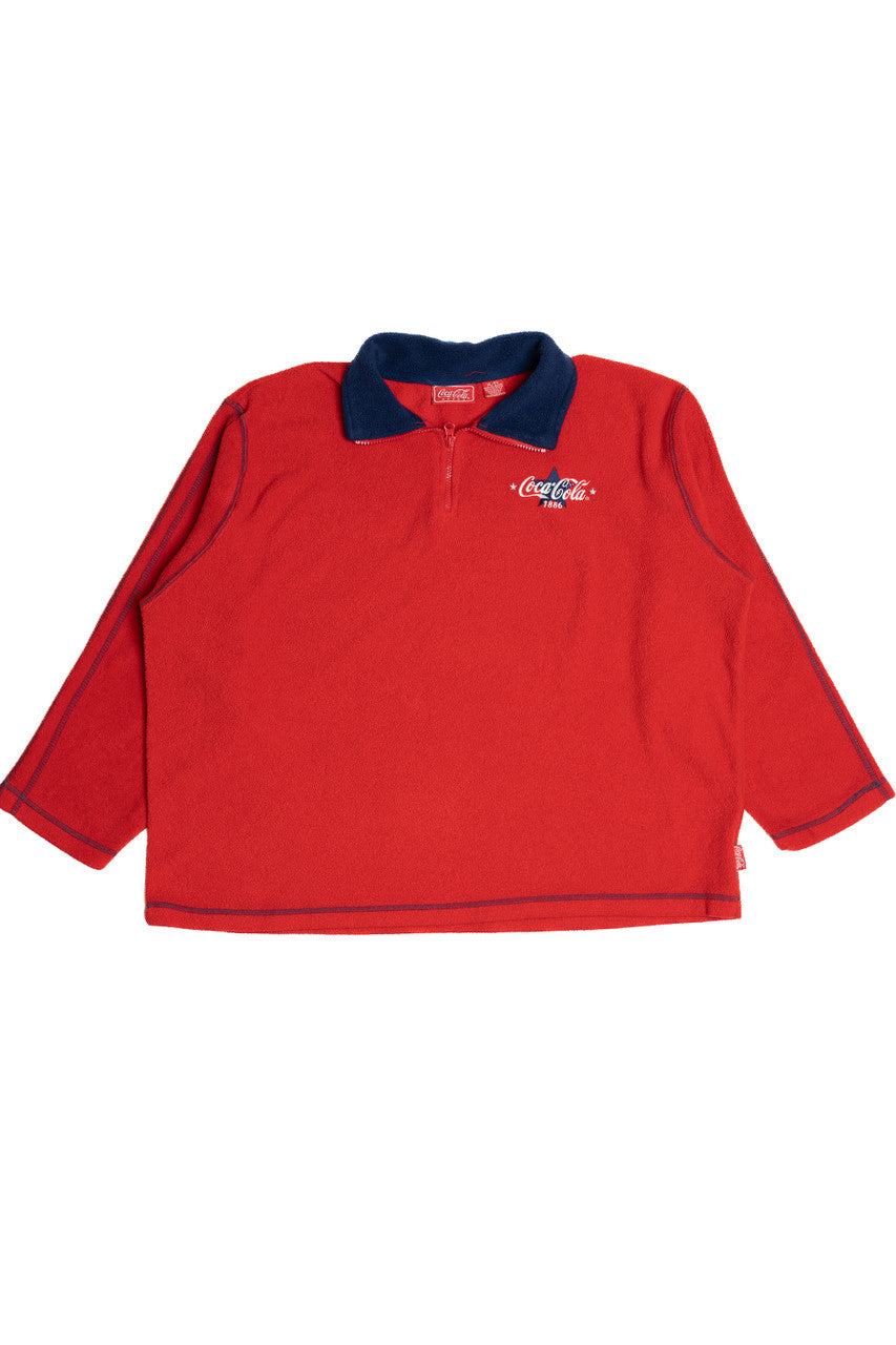Vintage Coca-Cola Contrast Stitch Quarter Zip Fleece Pullover (1990s)