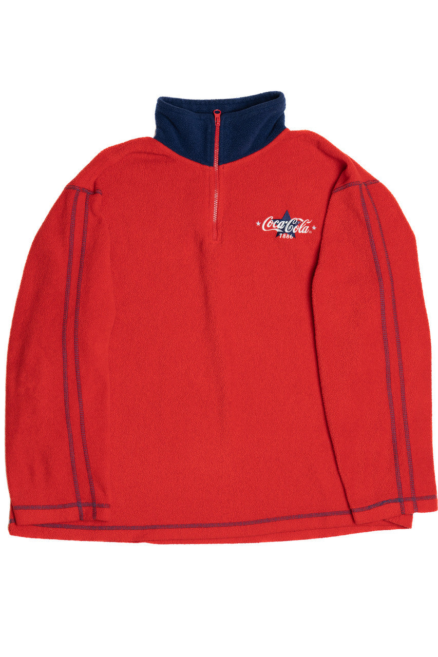 Vintage Coca-Cola Contrast Stitch Quarter Zip Fleece Pullover (1990s)