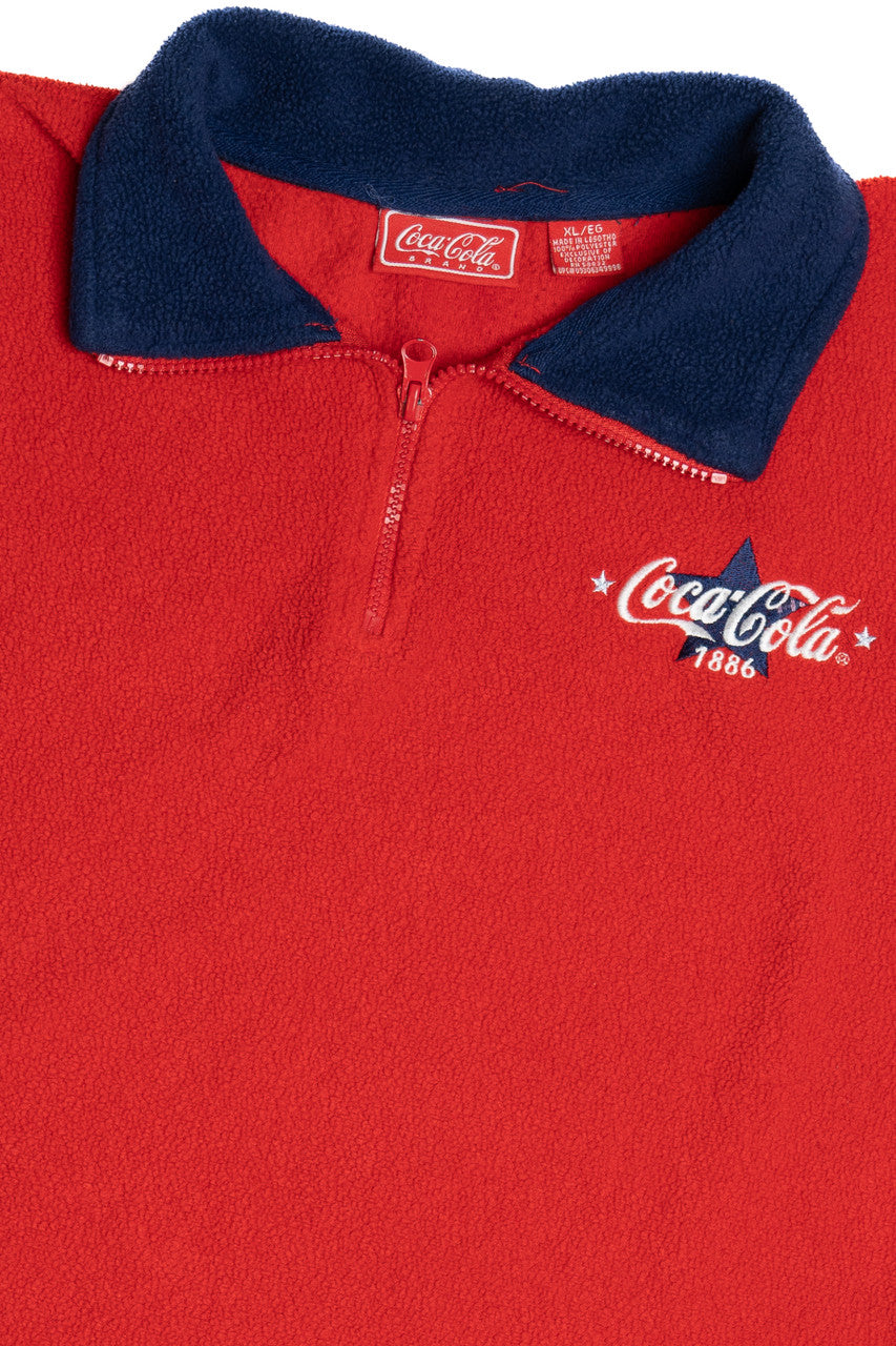 Vintage Coca-Cola Contrast Stitch Quarter Zip Fleece Pullover (1990s)