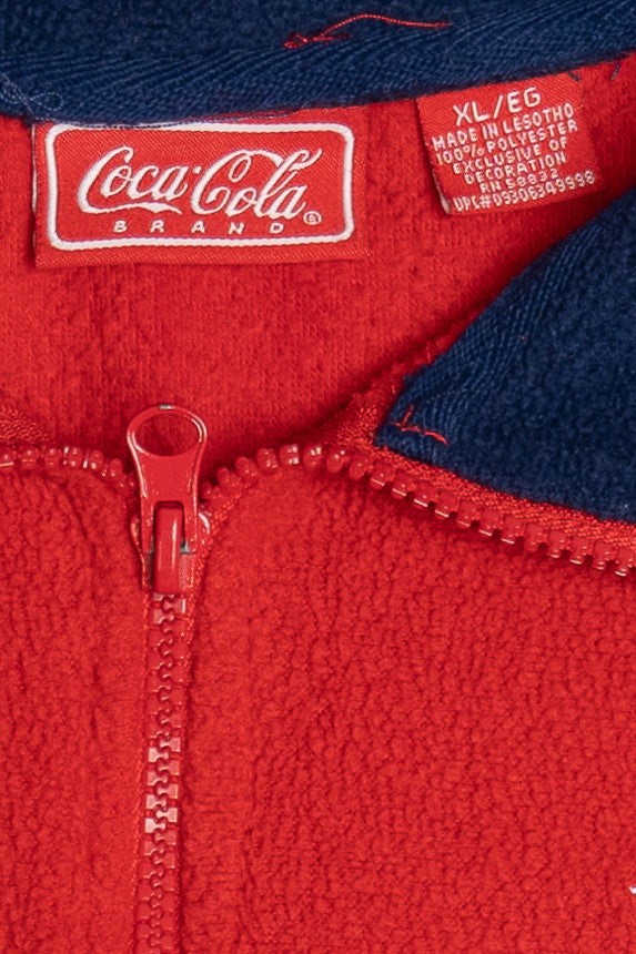 Vintage Coca-Cola Contrast Stitch Quarter Zip Fleece Pullover (1990s)