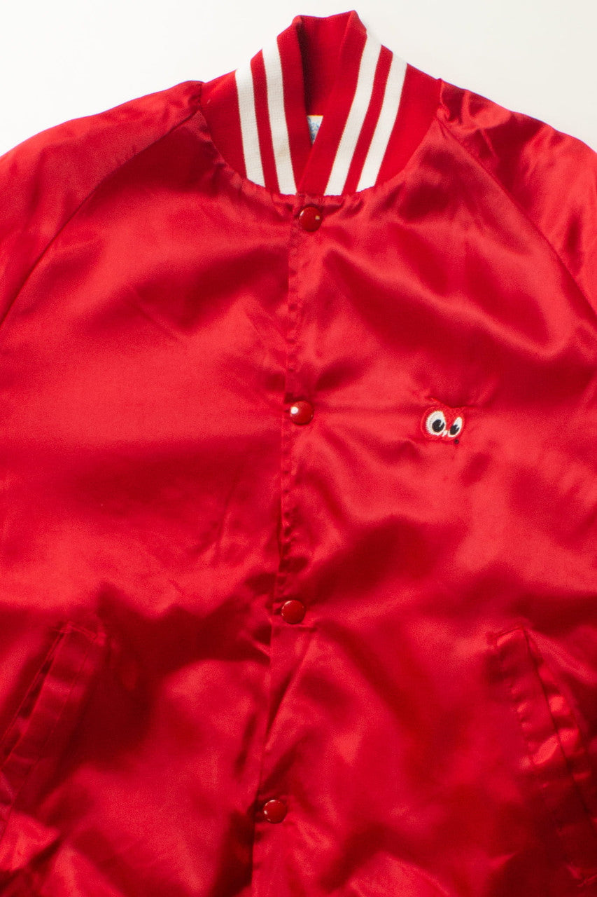 Vintage Red Owl Satin Bomber Jacket (1980s)