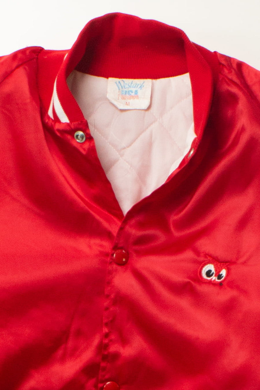 Vintage Red Owl Satin Bomber Jacket (1980s)