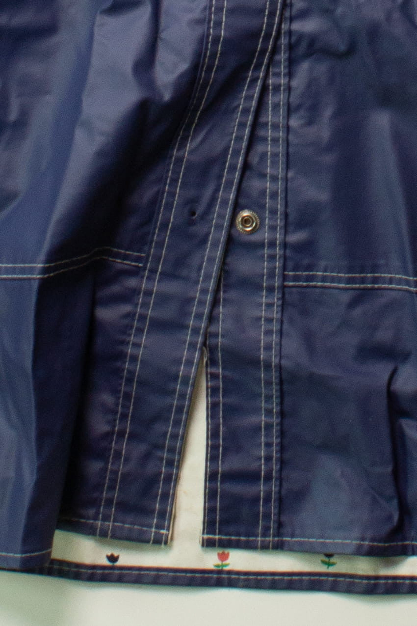 Vintage Navy Floral Lined Rain Coat (1990s)
