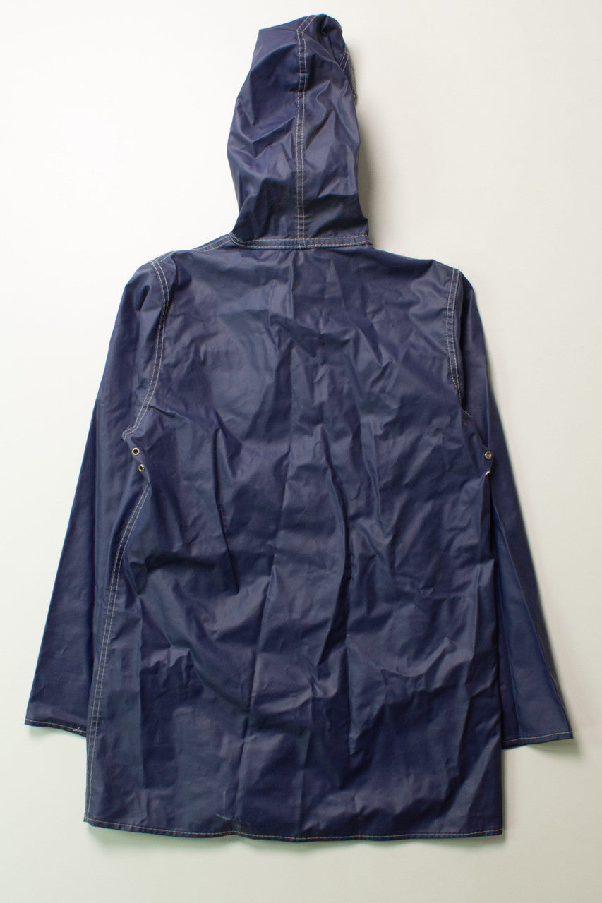 Vintage Navy Floral Lined Rain Coat (1990s)