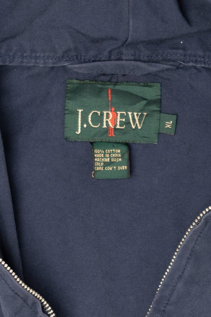 Vintage Navy Blue J. Crew Hooded Lightweight Jacket (1990s)