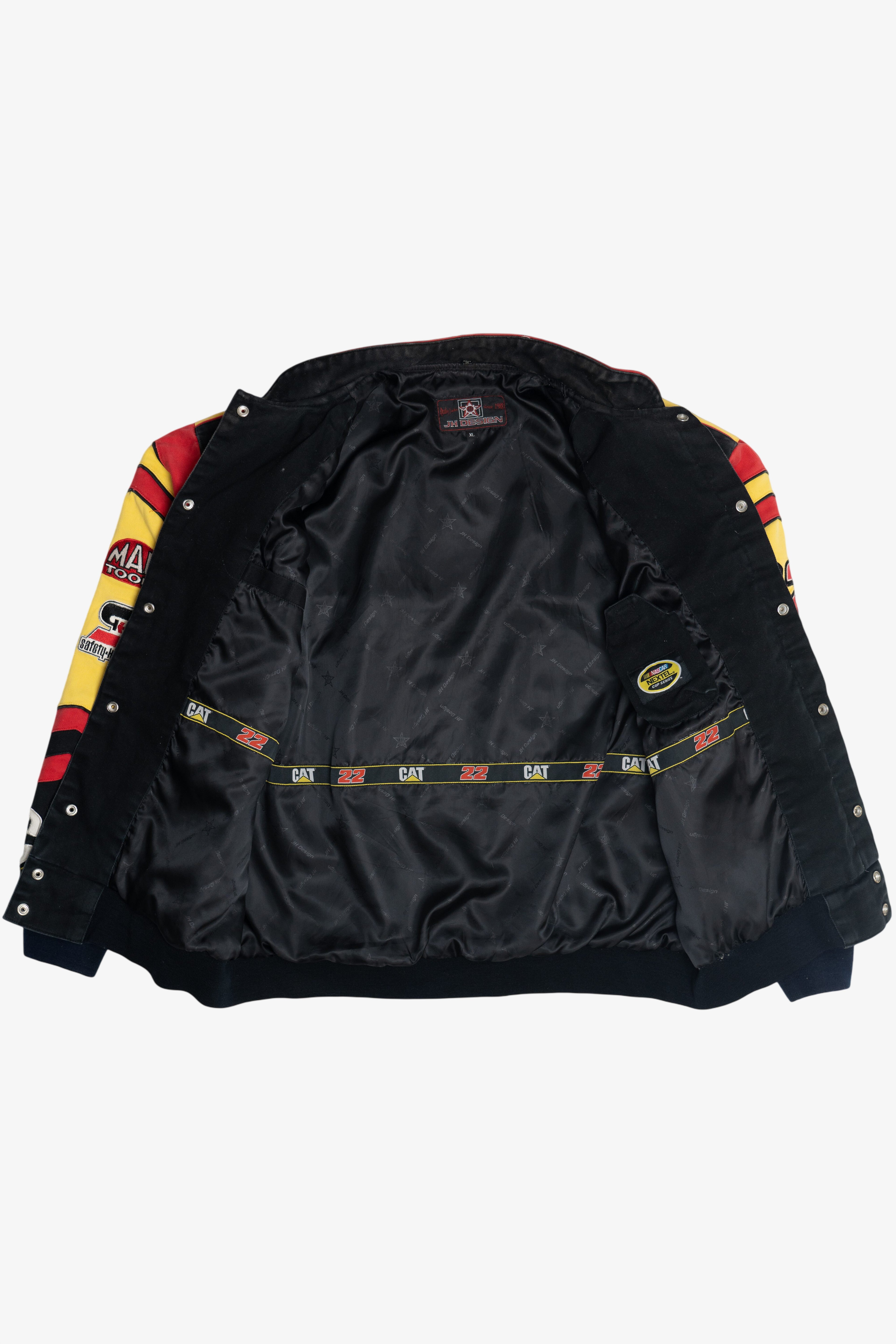 Vintage NASCAR CAT #22 Bill Davis Embroidered Racing Jacket (1990s)