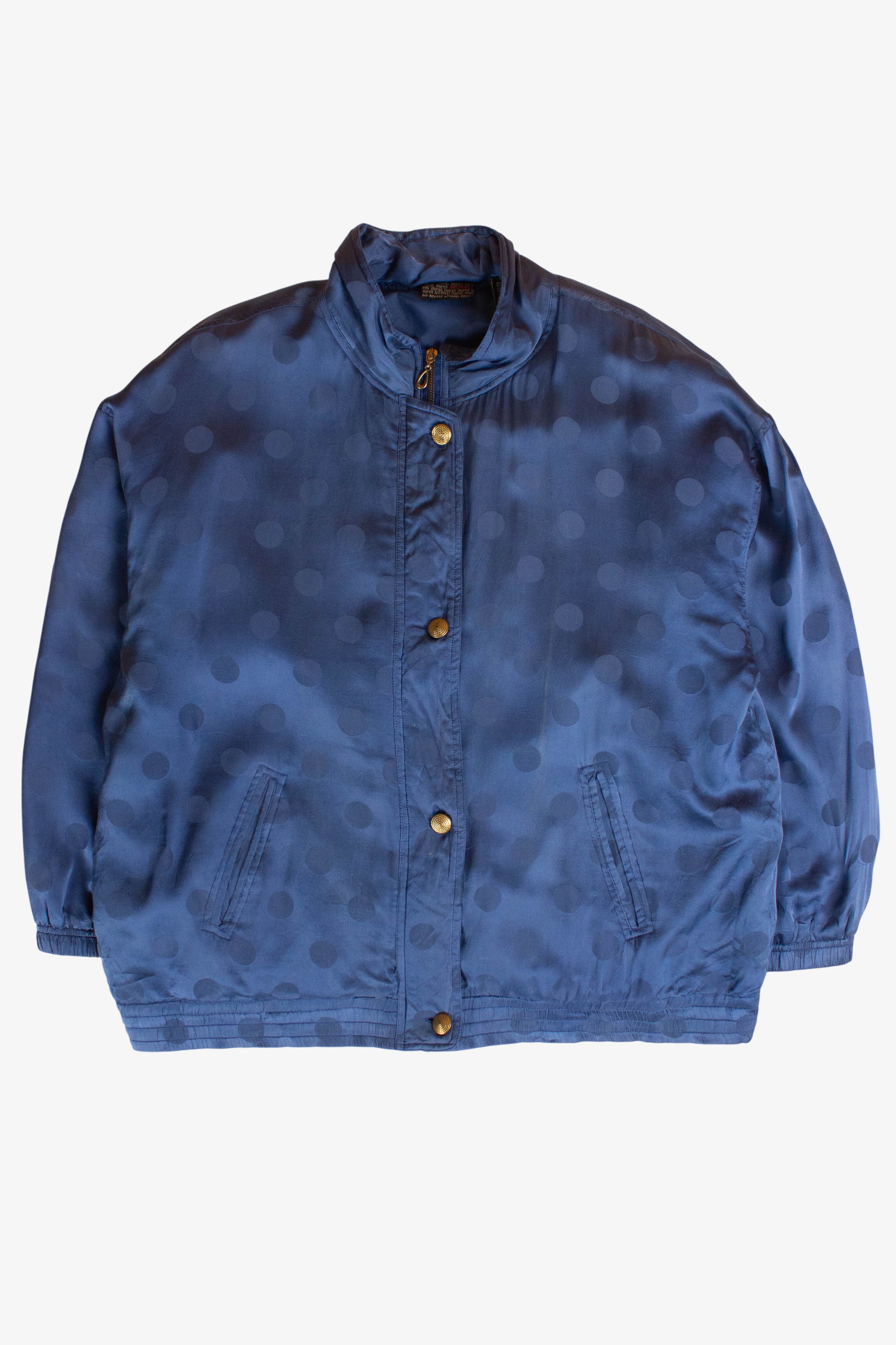 Vintage Blue Polka Dot Silk Jacket (1990s)
