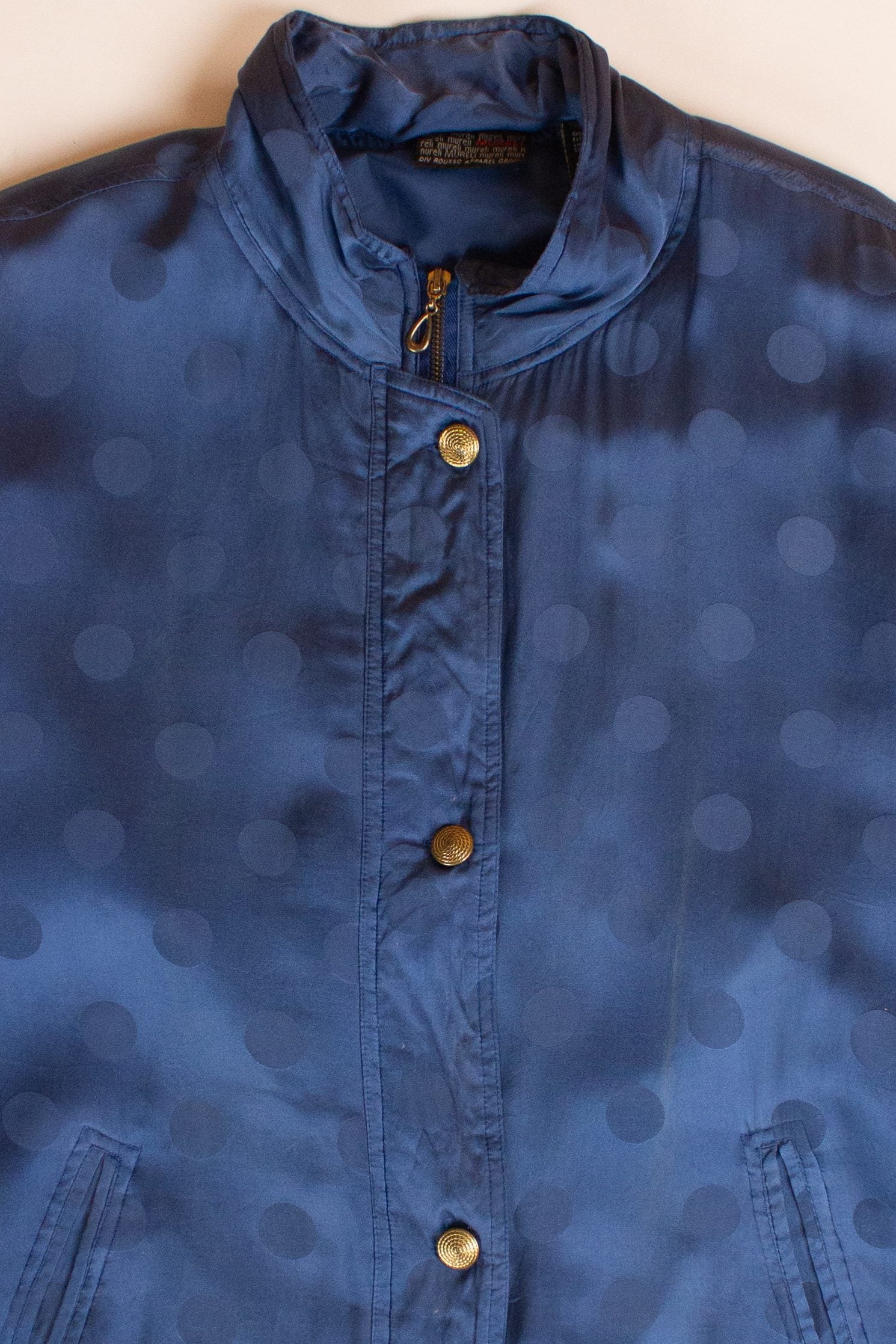 Vintage Blue Polka Dot Silk Jacket (1990s)