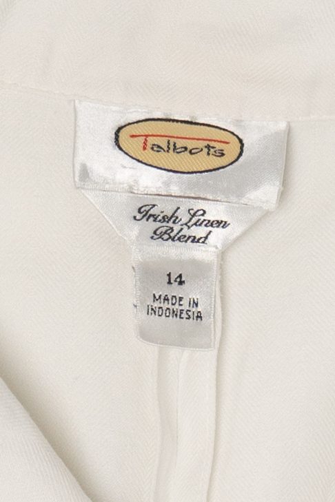 Vintage White Talbots Lightweight Irish Linen Blend Jacket (2000s)