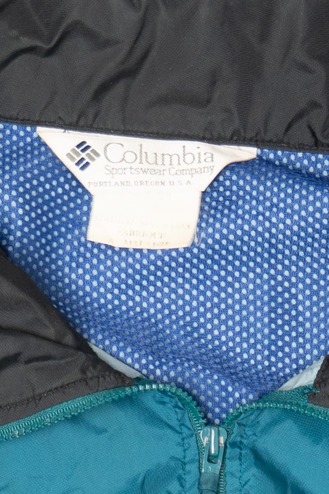 Vintage Teal Columbia Color Block Windbreaker (1990s)