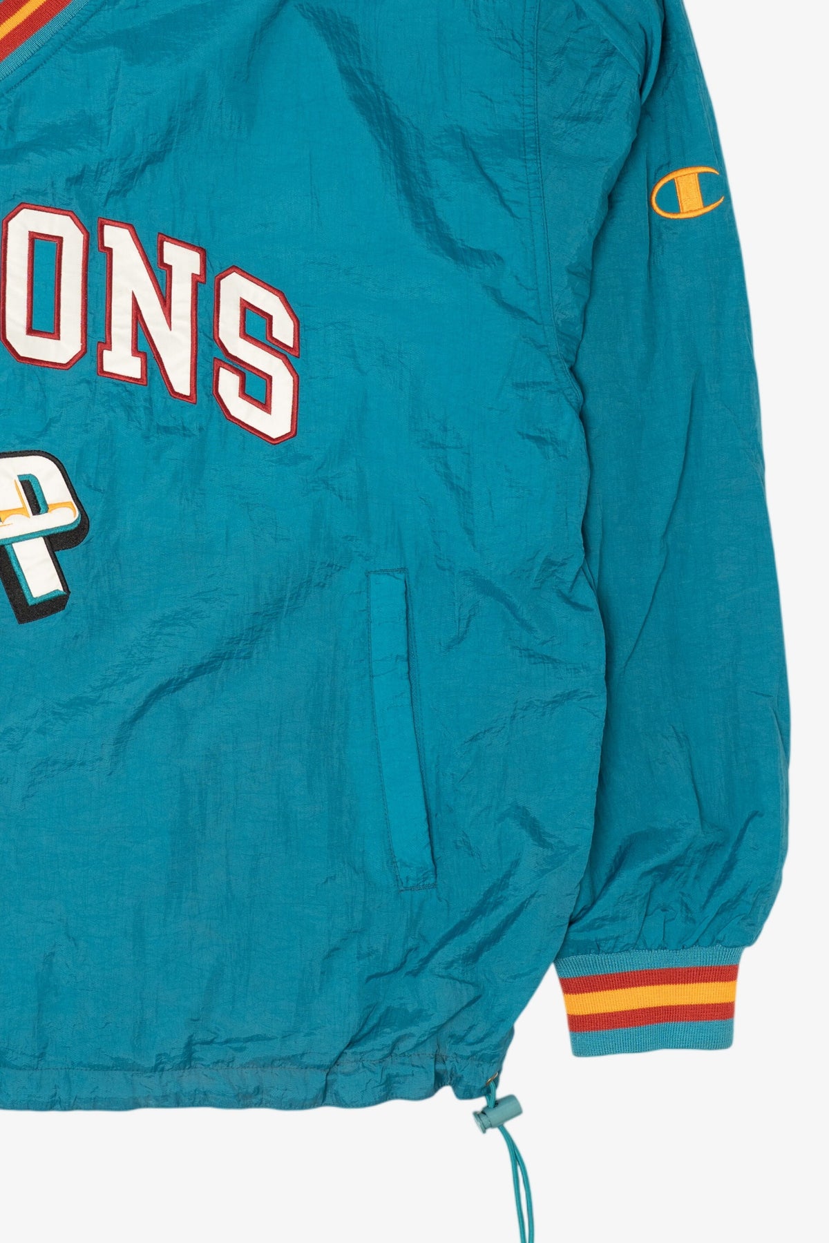 Vintage Teal Detroit Pistons Champion Pullover Jacket (1990s)