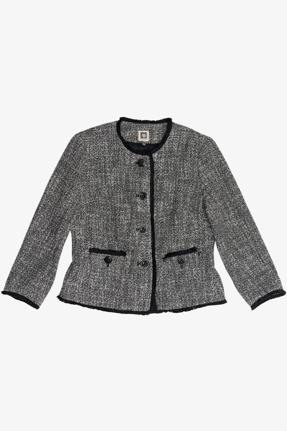 Anne Klein Tweed Collarless Blazer (2010s)
