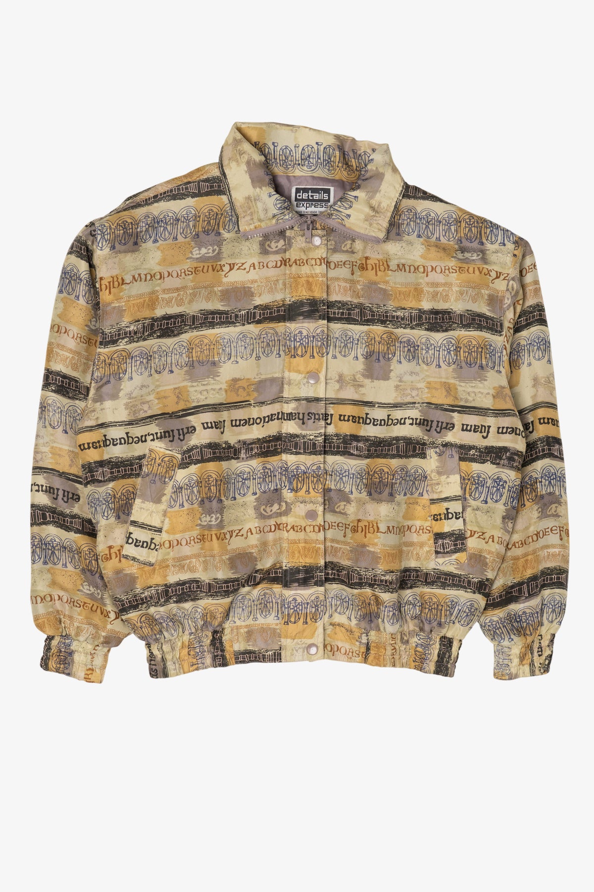 Vintage Details Express Stylized Letters Pattern Bomber Jacket (1990s)