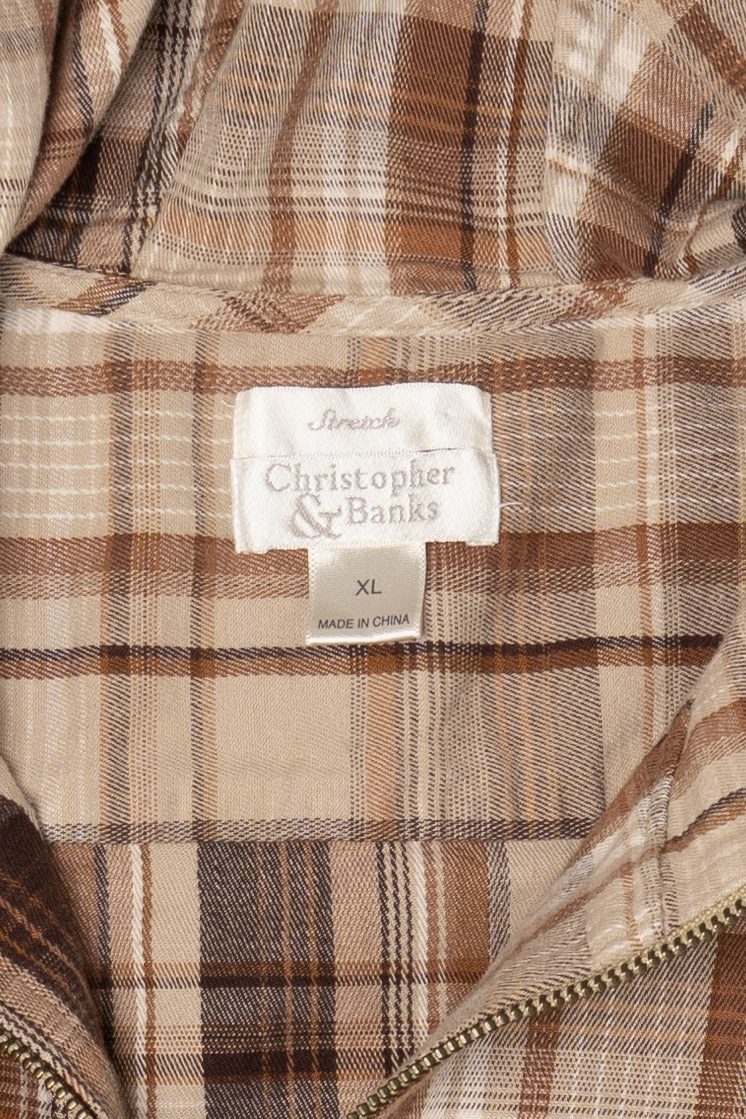 Vintage Brown Plaid Christopher & Banks Hooded Jacket (1990s)