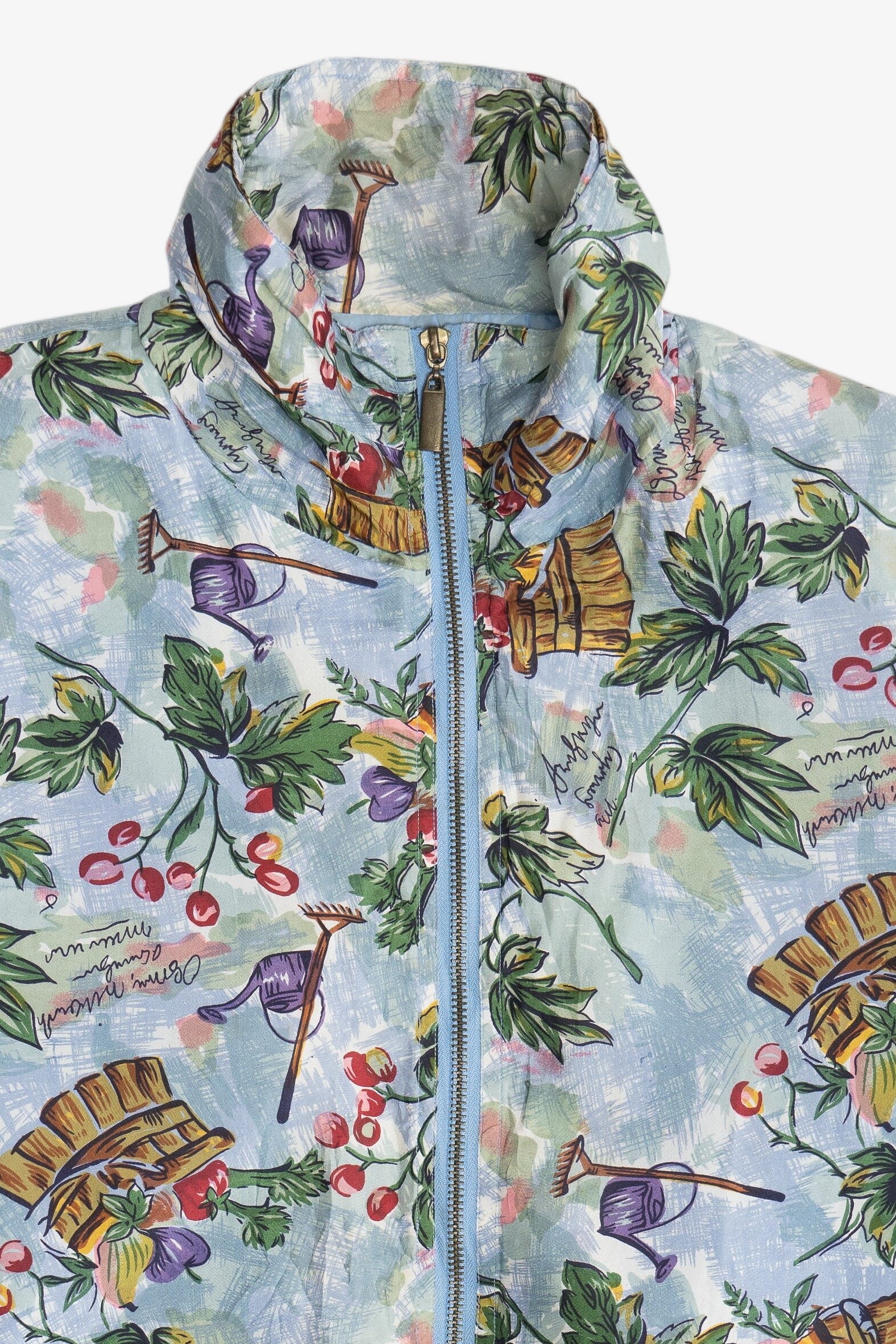 Vintage Basic Editions Fruit Garden Pattern Silk Jacket (1990s)