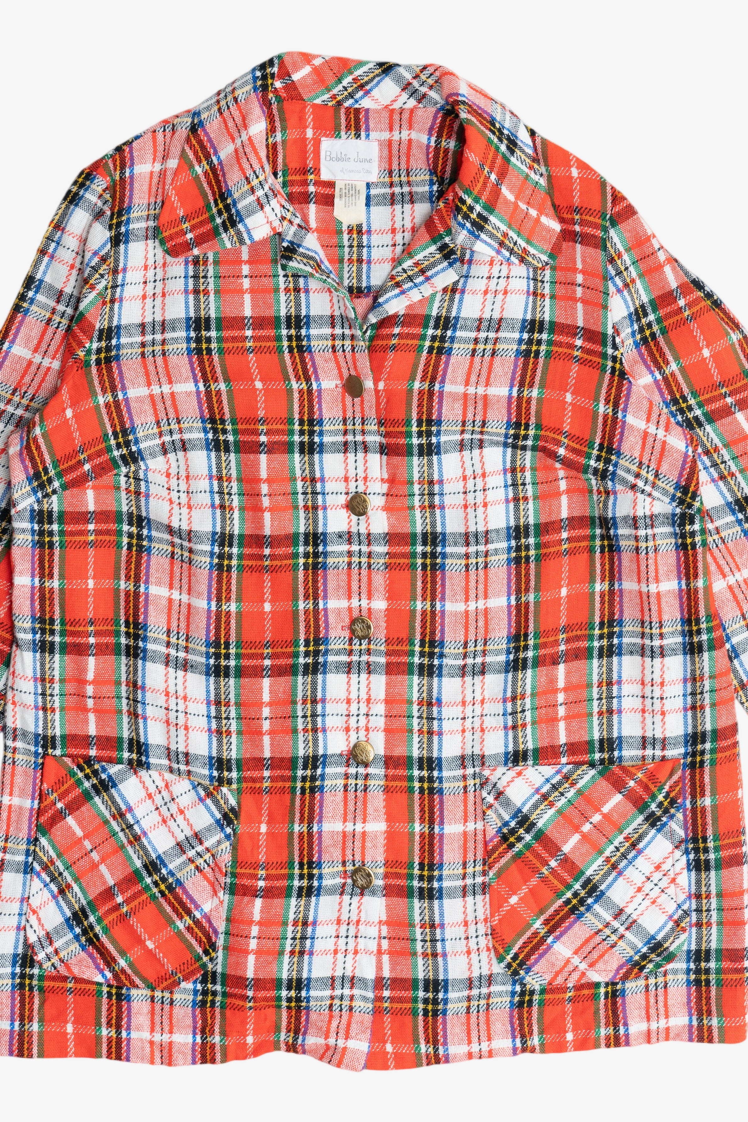 Vintage Bobbie June Plaid Lightweight Chore Coat (1980s)