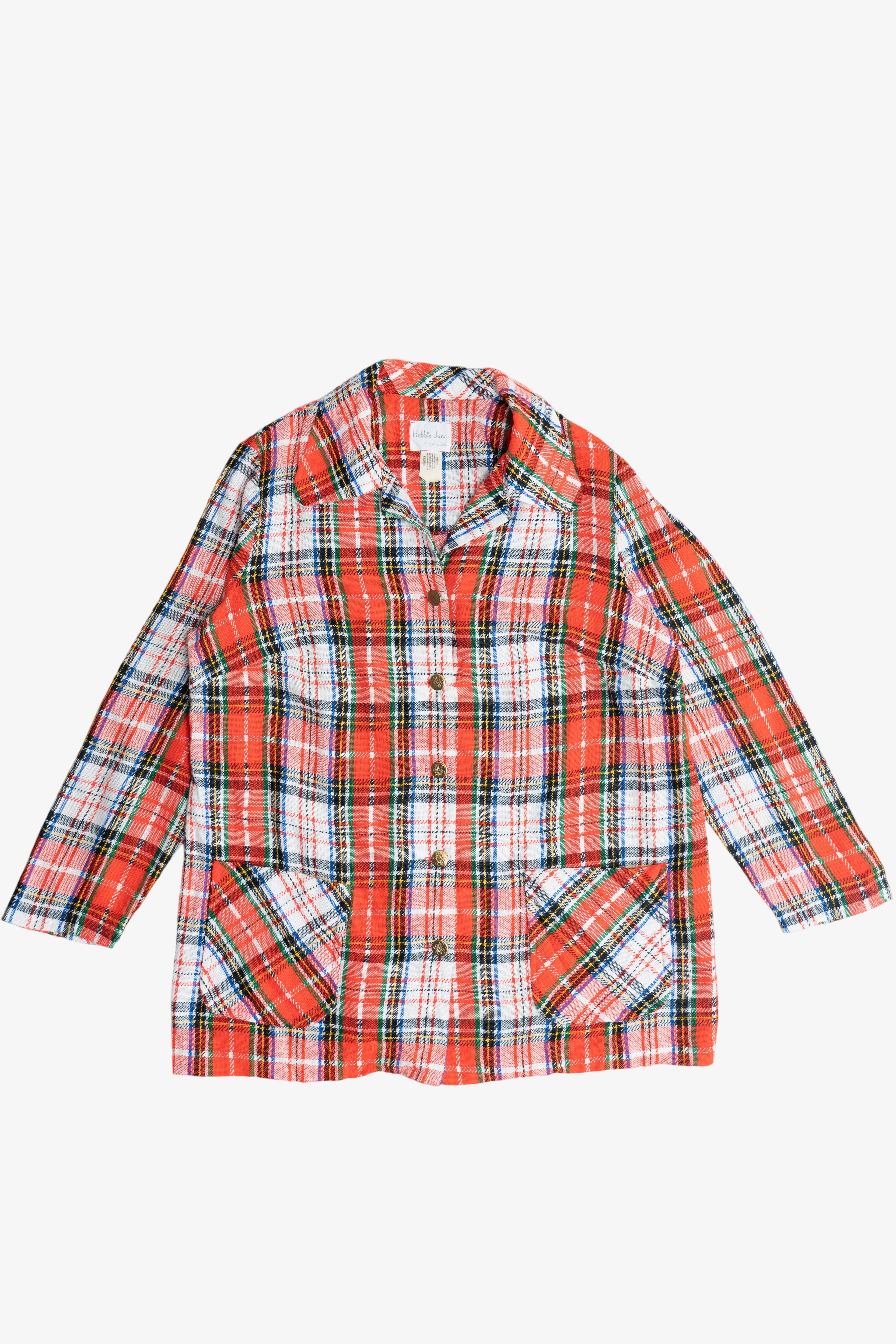 Vintage Bobbie June Plaid Lightweight Chore Coat (1980s)