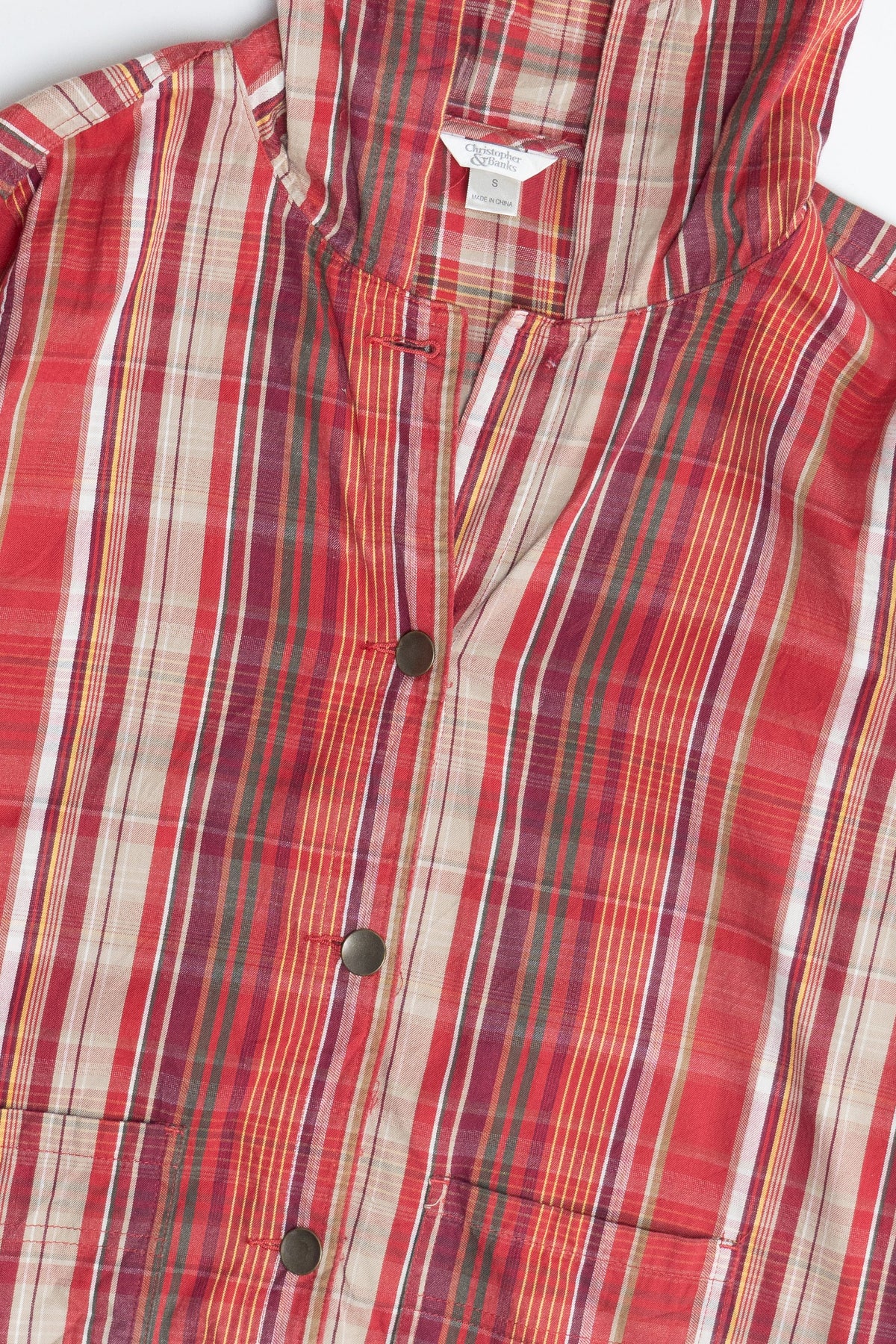 Vintage Christopher & Banks Striped Hoodie Heavyweight Button Up (2000s)