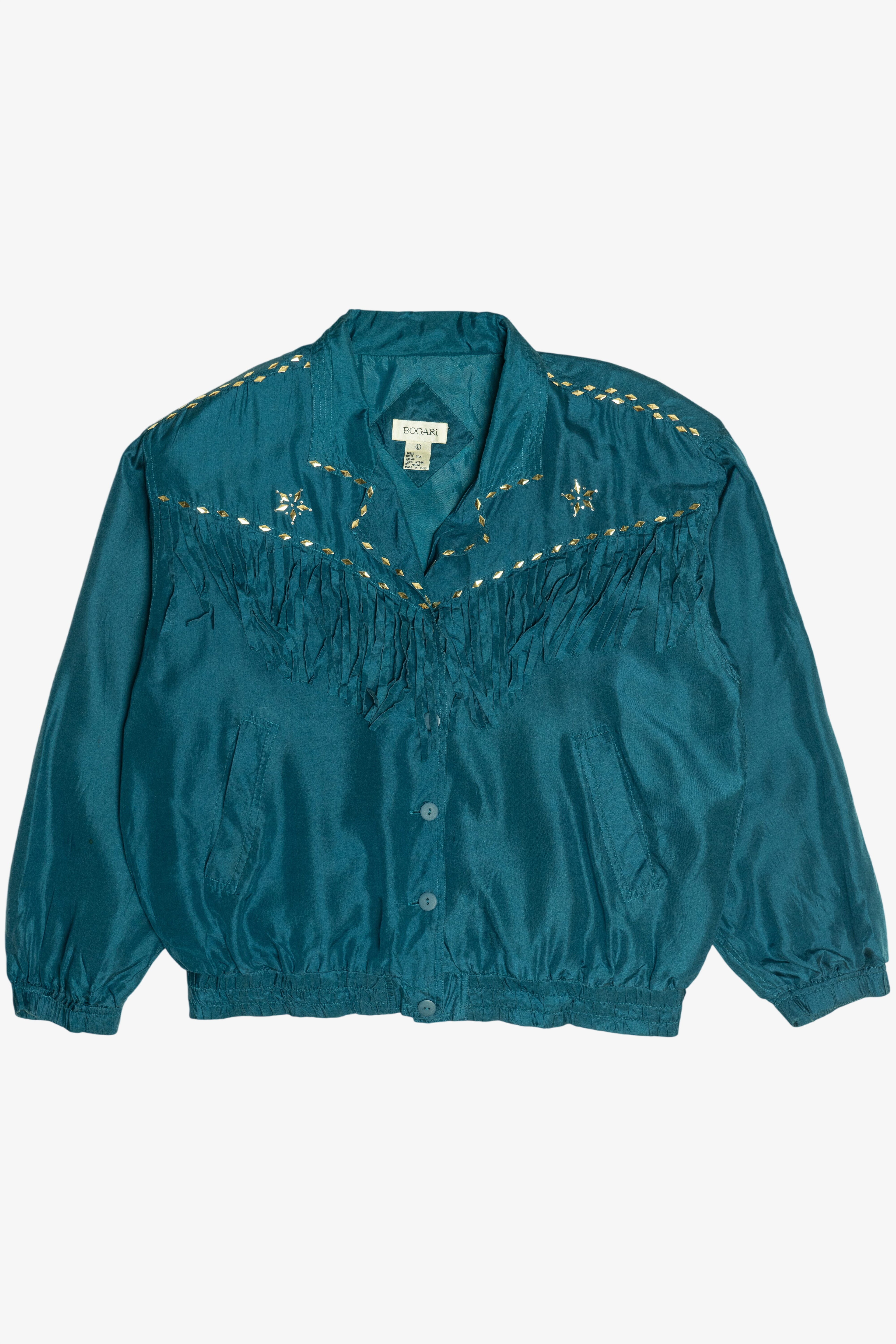 Vintage Bogari Silk Fringe Windbreaker Jacket (1980s)