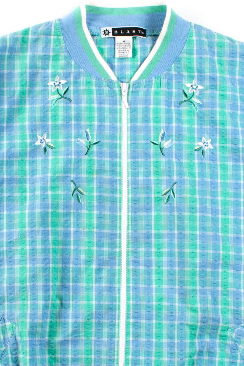 Vintage Plaid Floral Lightweight Jacket