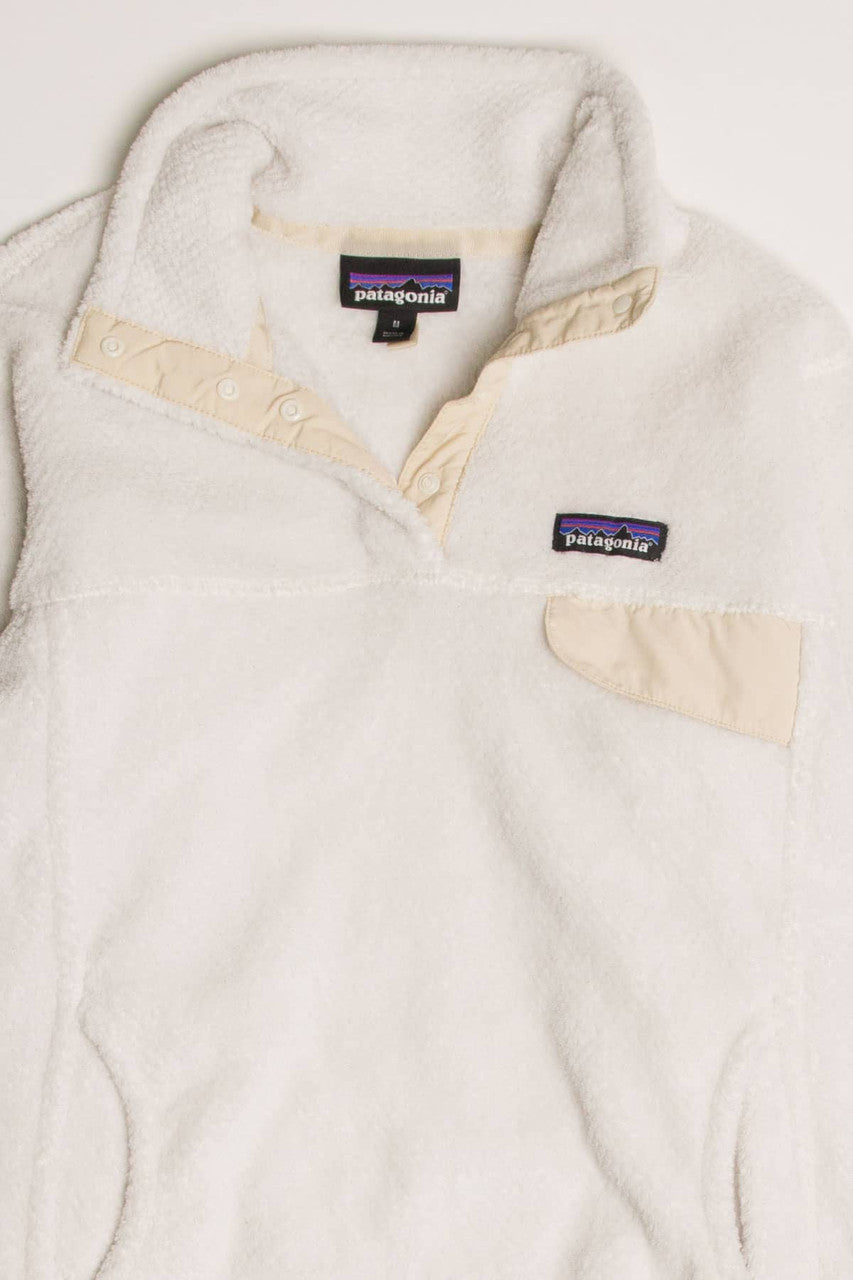 White Patagonia Fuzzy Fleece Pullover 1