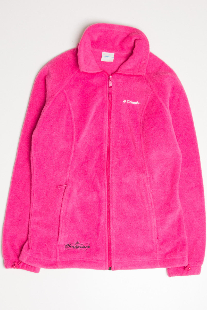 Pink Budweiser Embroidered Columbia Fleece Zip Up Jacket