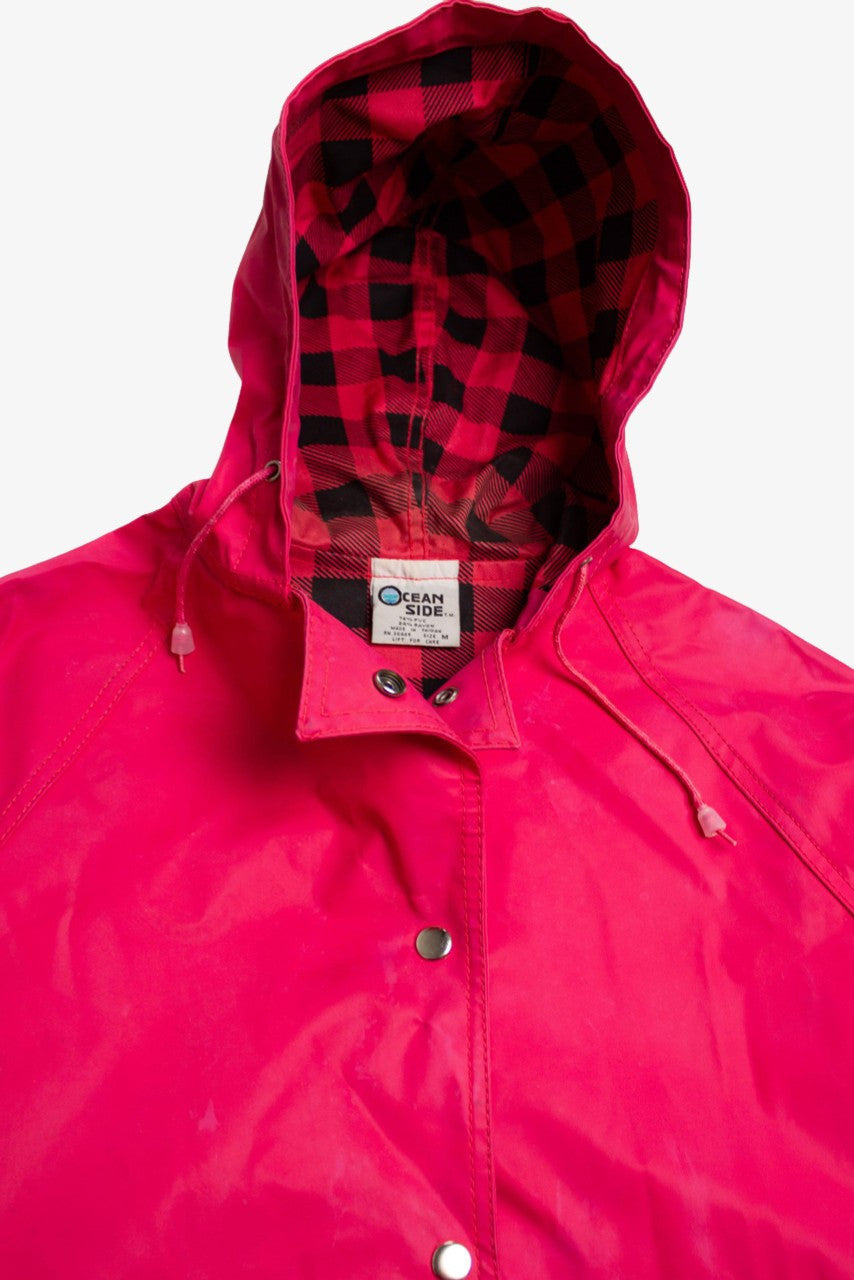 Vintage Pink Plaid Rain Jacket