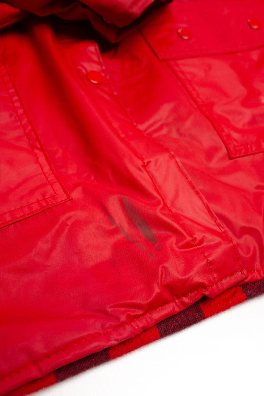 Vintage Red Flannel Lined Rain Jacket