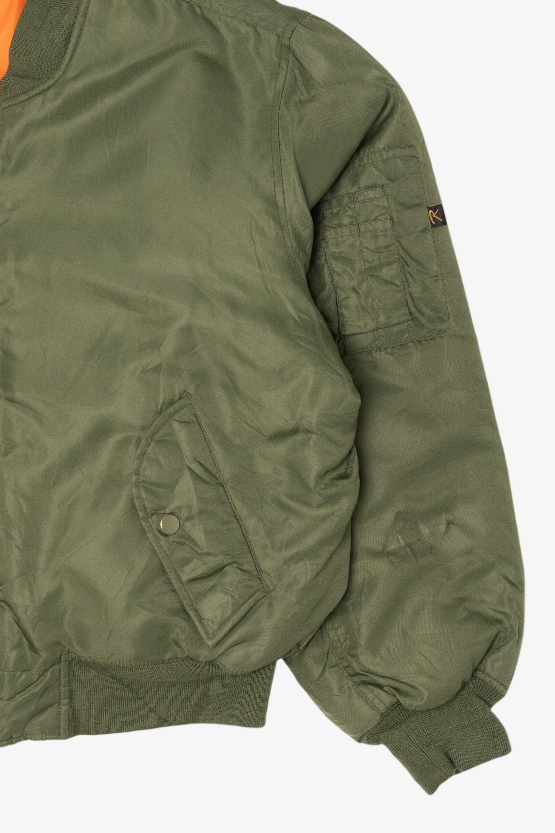 Vintage Olive Ultra Force MA-1 Flight Bomber Jacket (1980s)