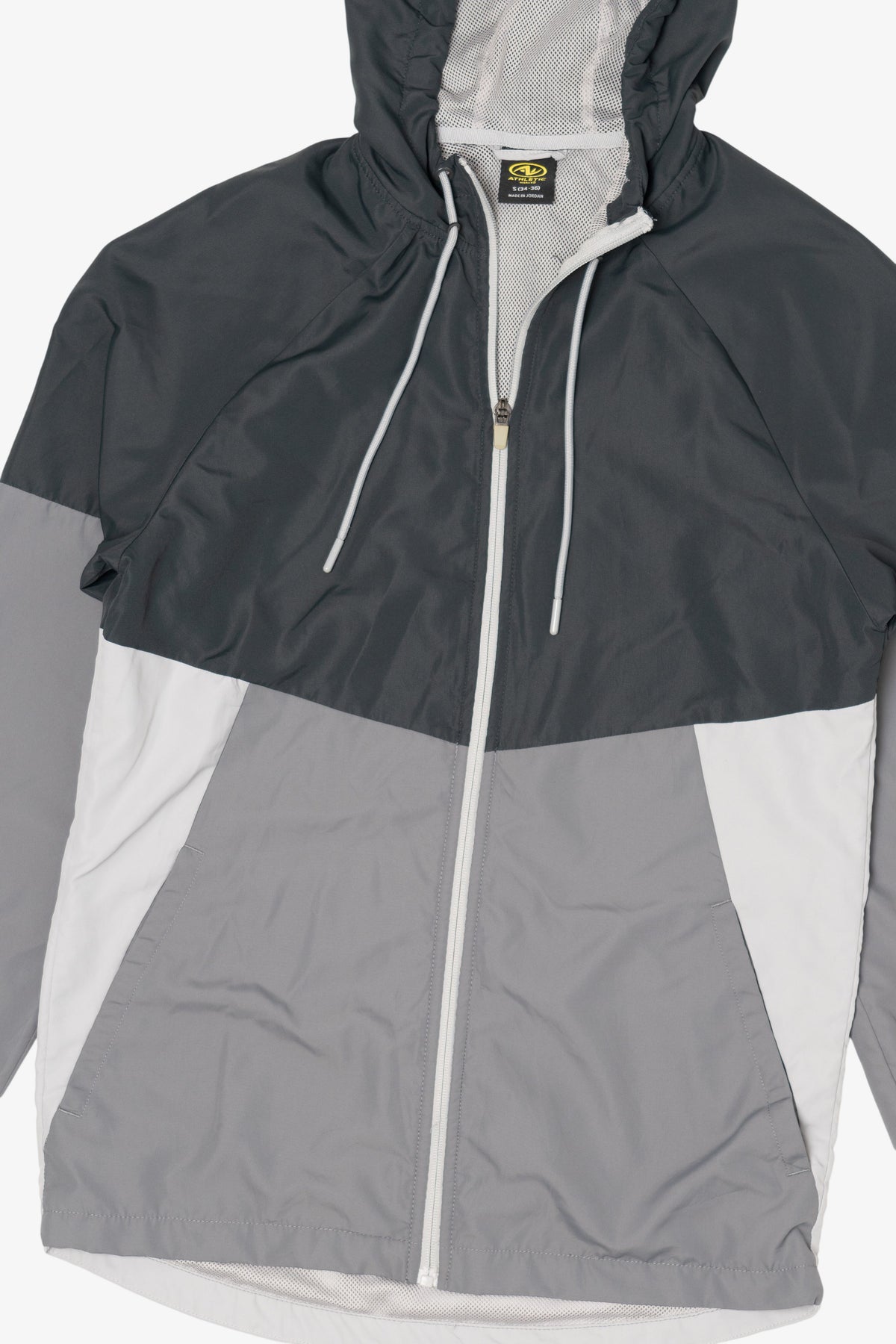 Gray Athletic Works Hooded Windbreaker Jacket