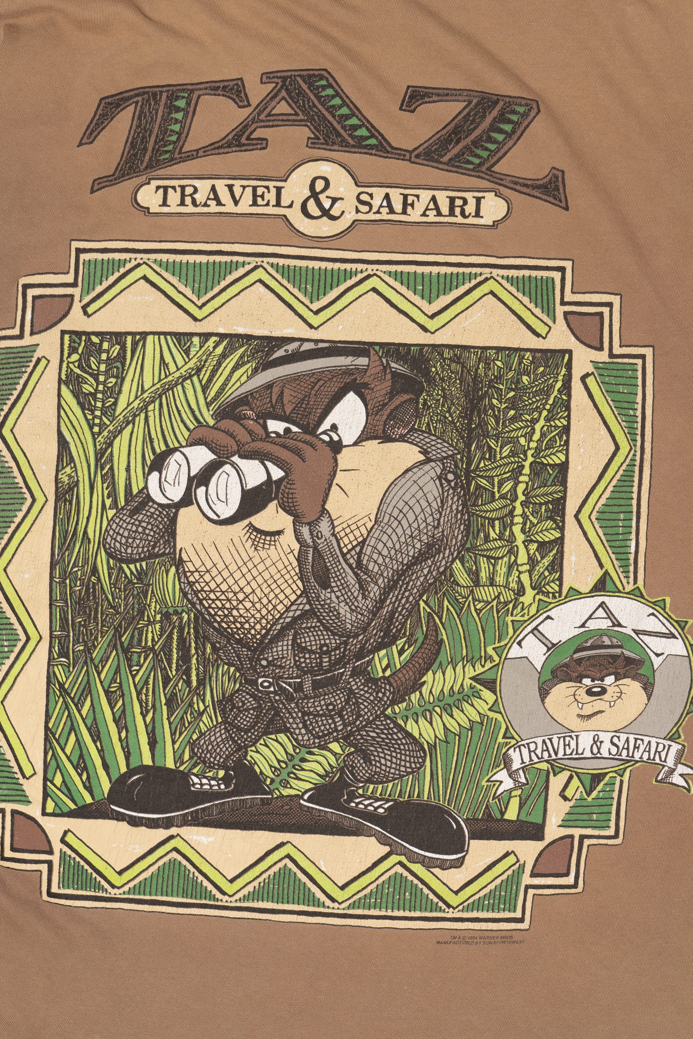 Vintage Taz Travel And Safari Looney Tunes T-Shirt (1990s)