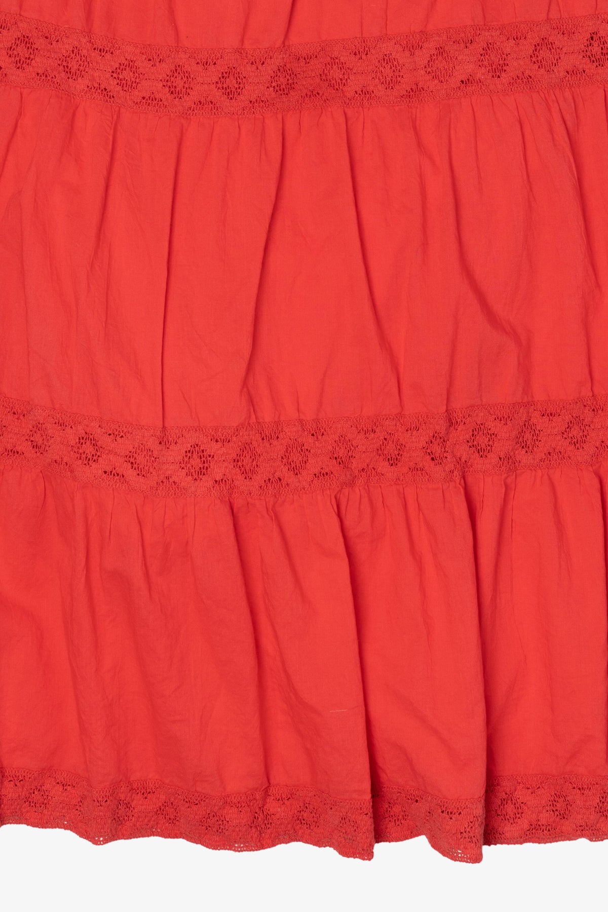 Vintage Red St. John's Bay Tiered lace Trim Skirt (1990s)
