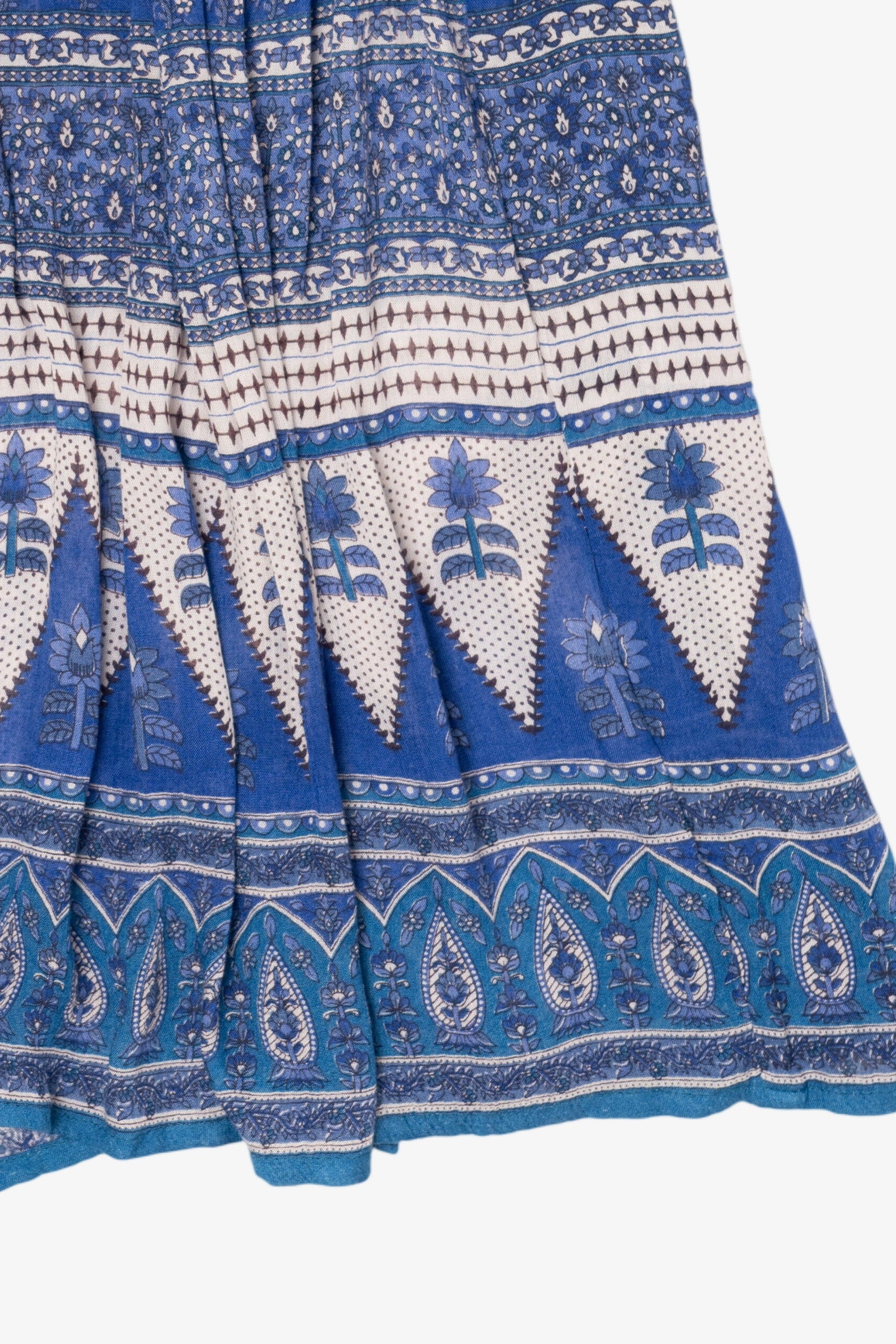 Blue And White Cute Options Tiered Pattern Flowy Skirt