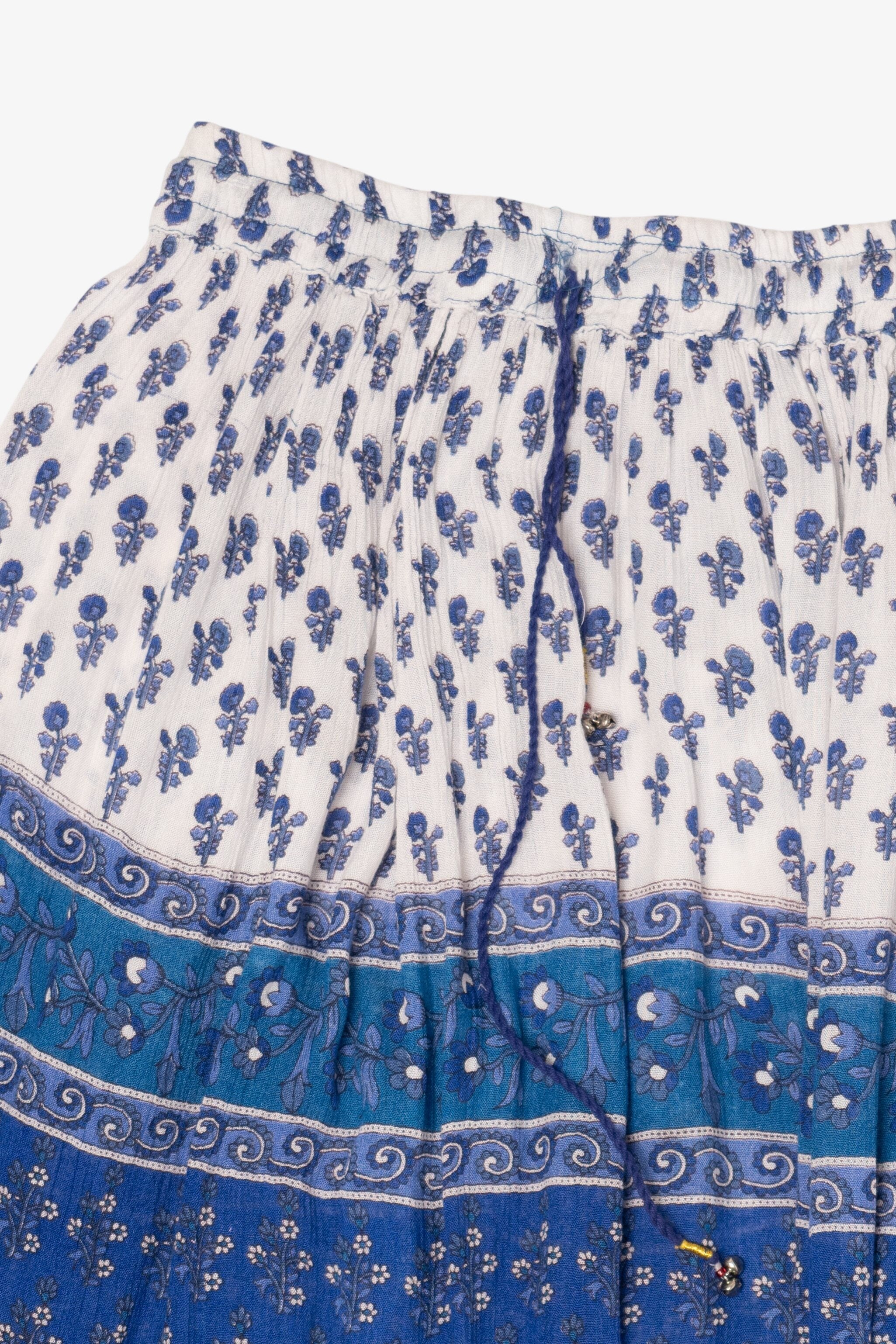 Blue And White Cute Options Tiered Pattern Flowy Skirt