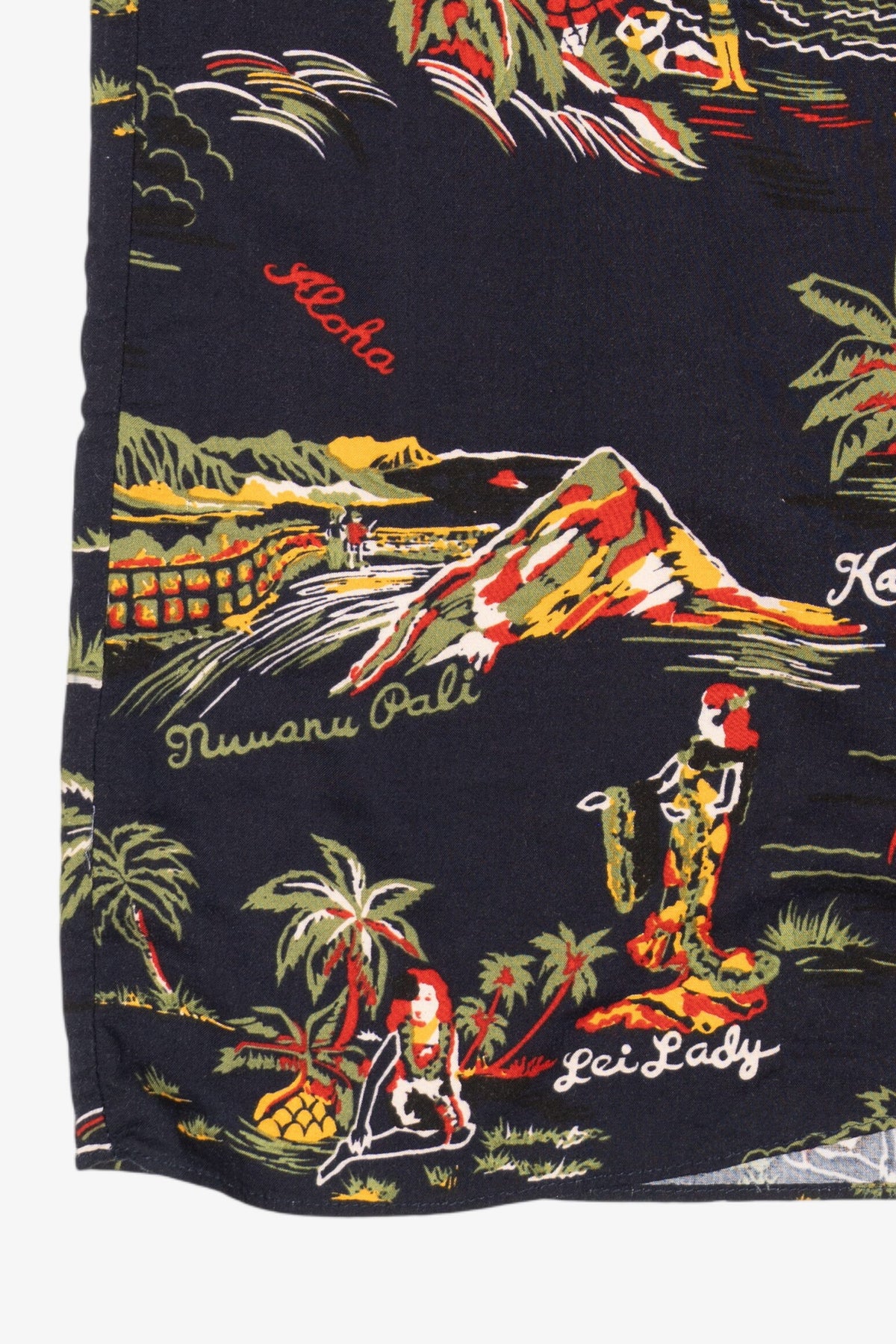 Vintage Navy Blue Hilo Hattie Hawaiian Wrap Skirt (1980s)