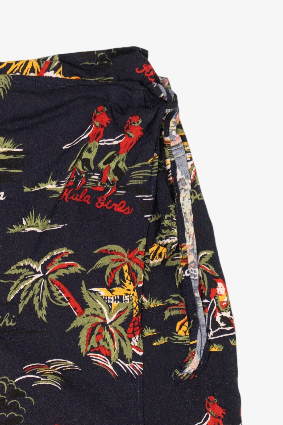 Vintage Navy Blue Hilo Hattie Hawaiian Wrap Skirt (1980s)
