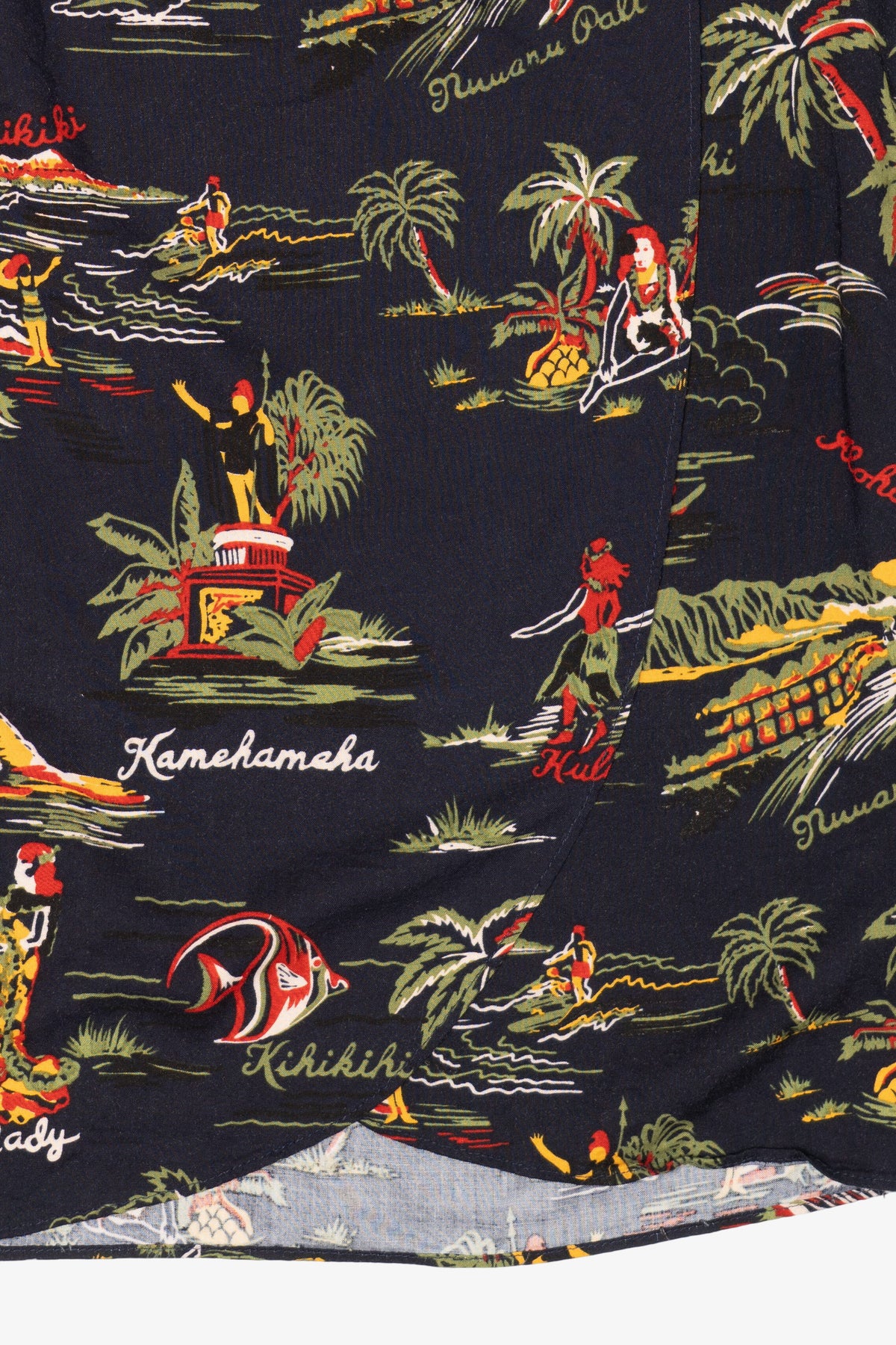 Vintage Navy Blue Hilo Hattie Hawaiian Wrap Skirt (1980s)