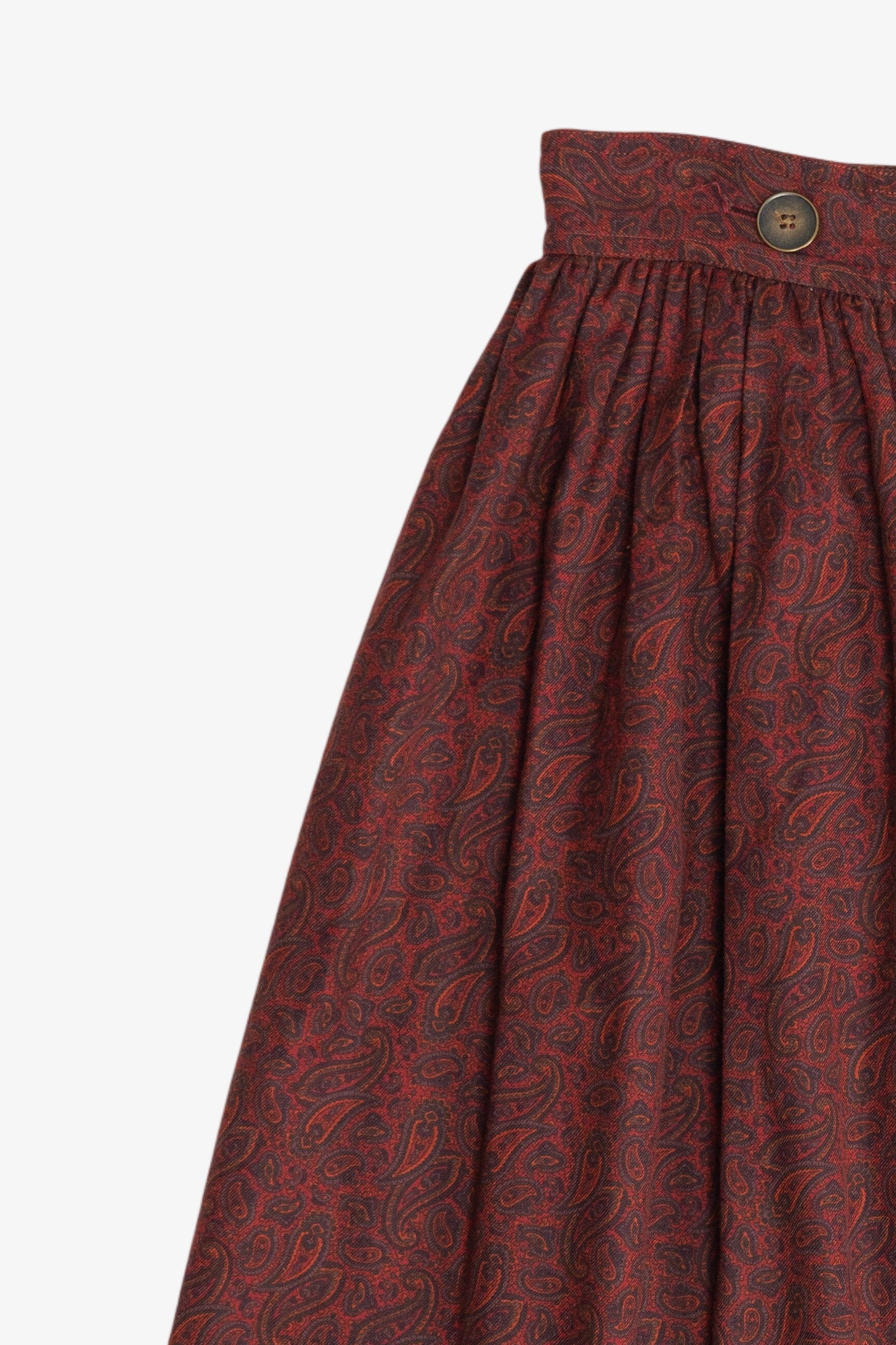 Vintage Abercrombie & Fitch Paisley Button Front Maxi Skirt (1980s)