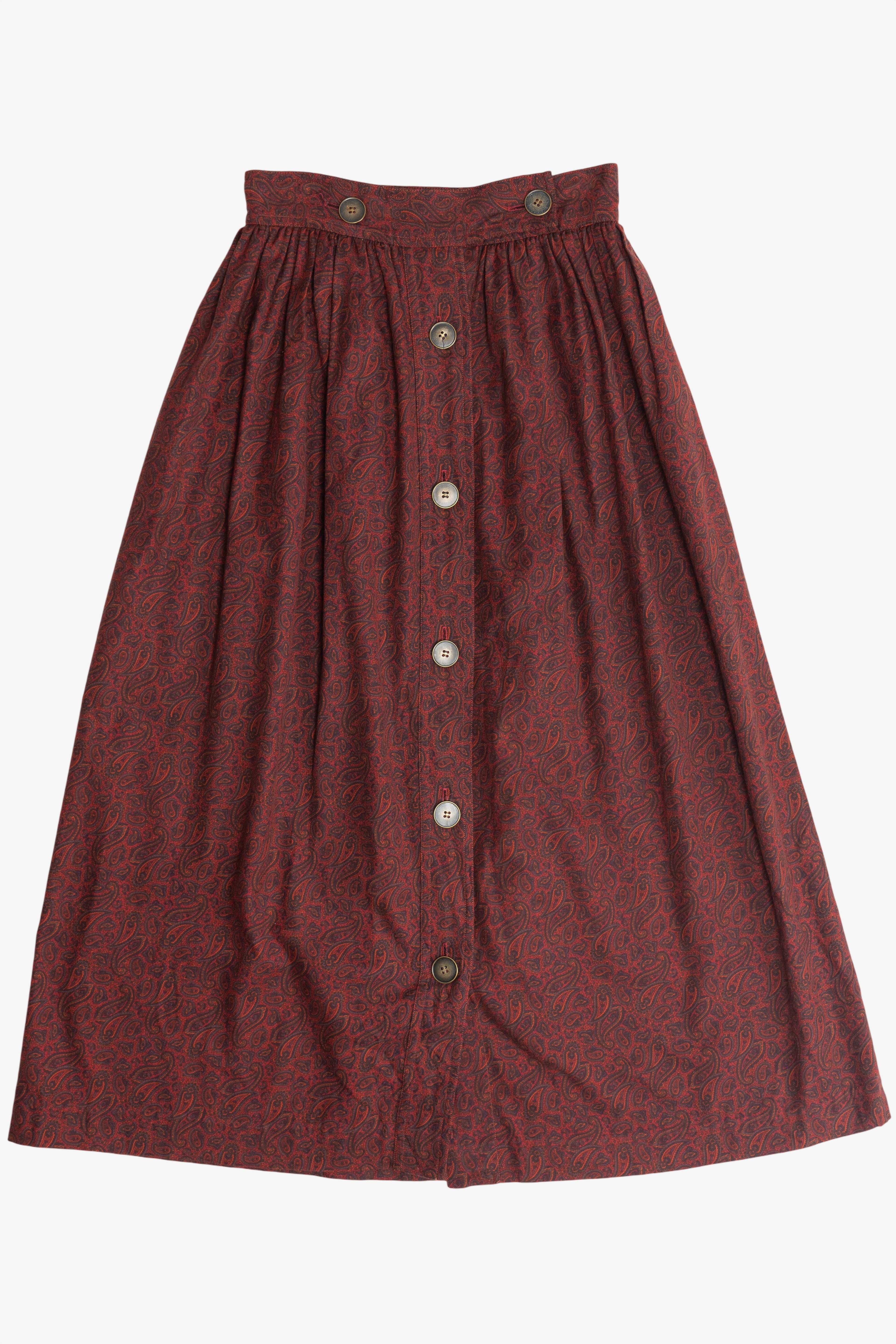 Vintage Abercrombie & Fitch Paisley Button Front Maxi Skirt (1980s)