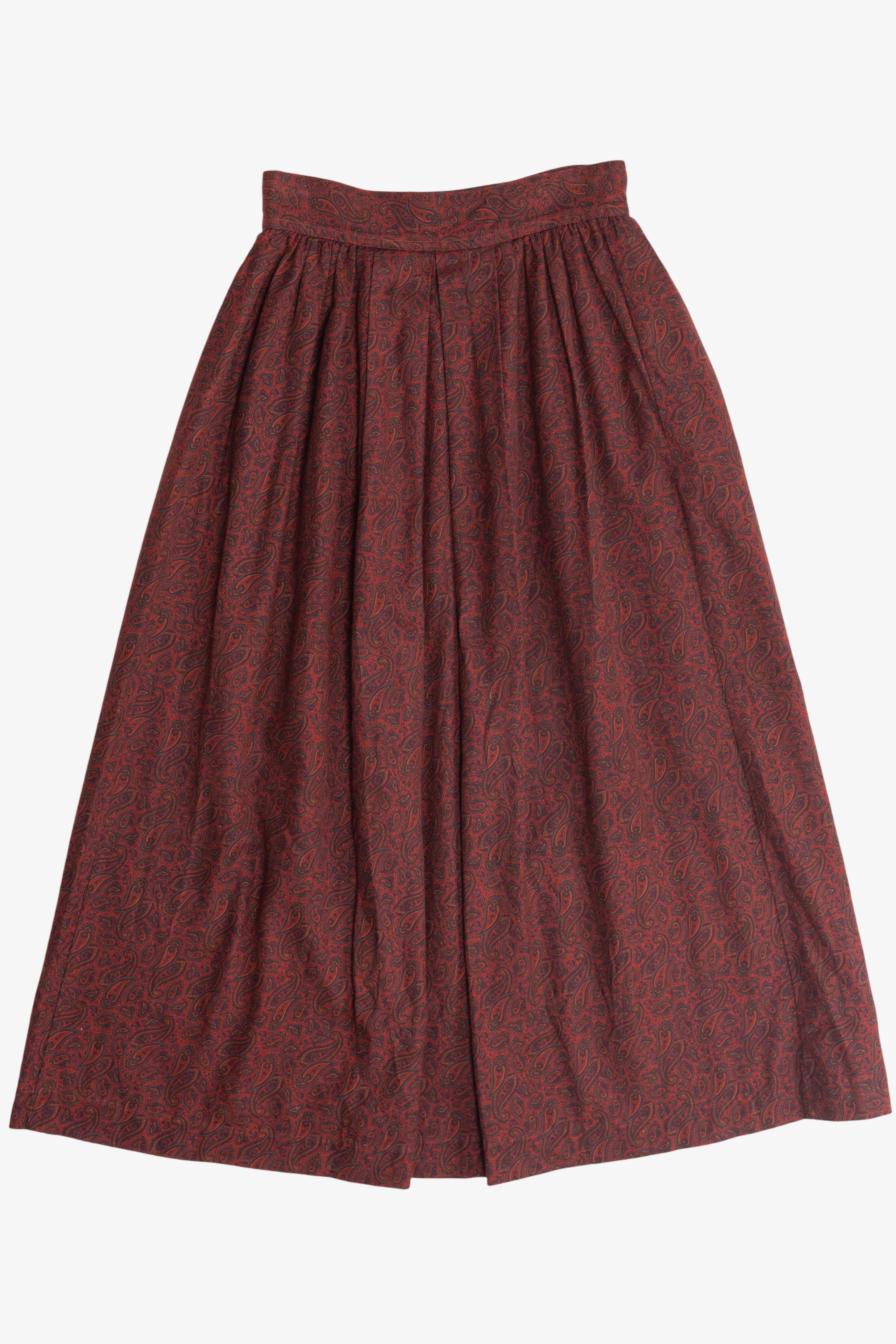 Vintage Abercrombie & Fitch Paisley Button Front Maxi Skirt (1980s)