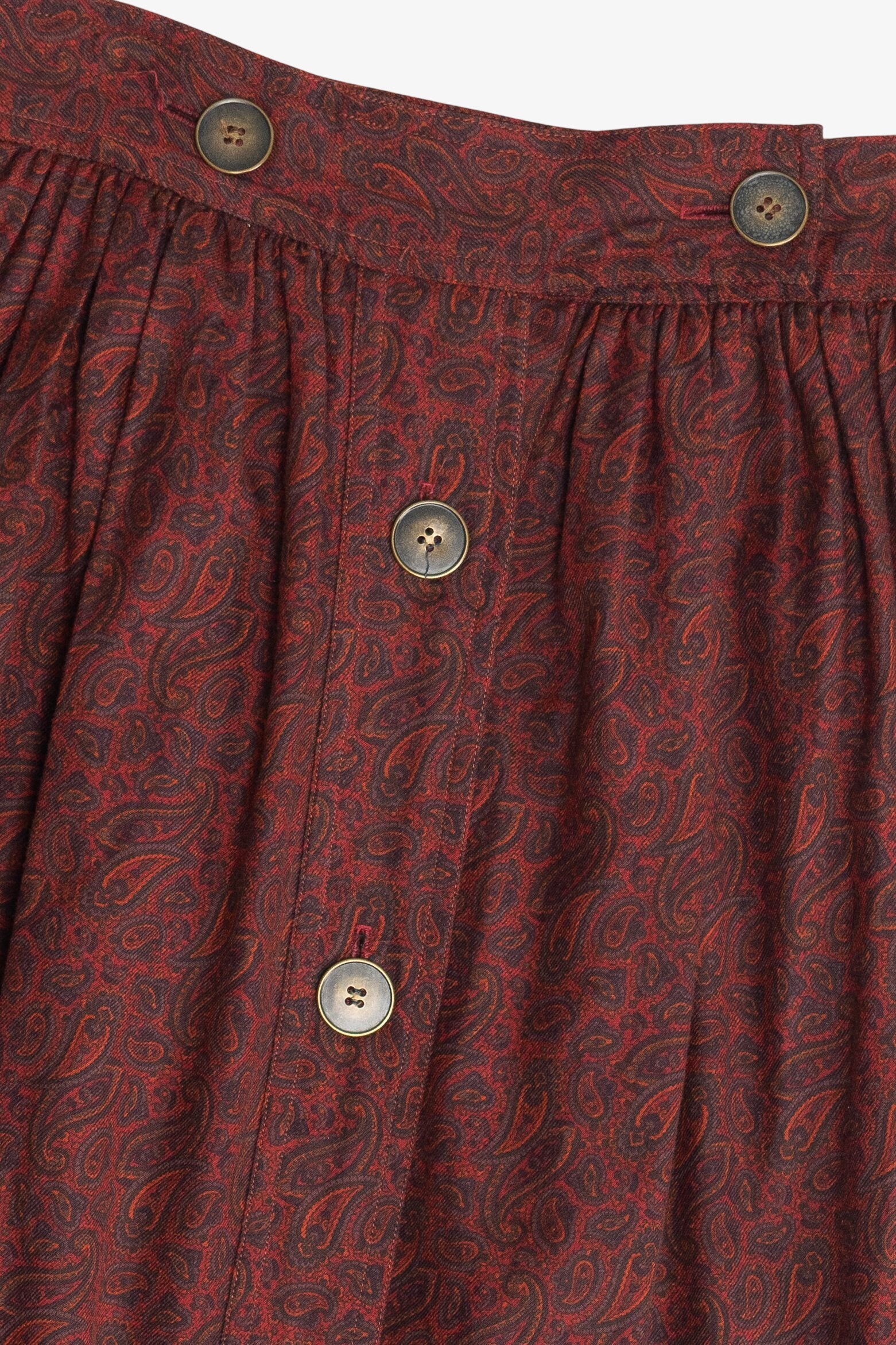 Vintage Abercrombie & Fitch Paisley Button Front Maxi Skirt (1980s)