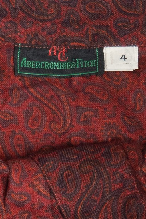 Vintage Abercrombie & Fitch Paisley Button Front Maxi Skirt (1980s)