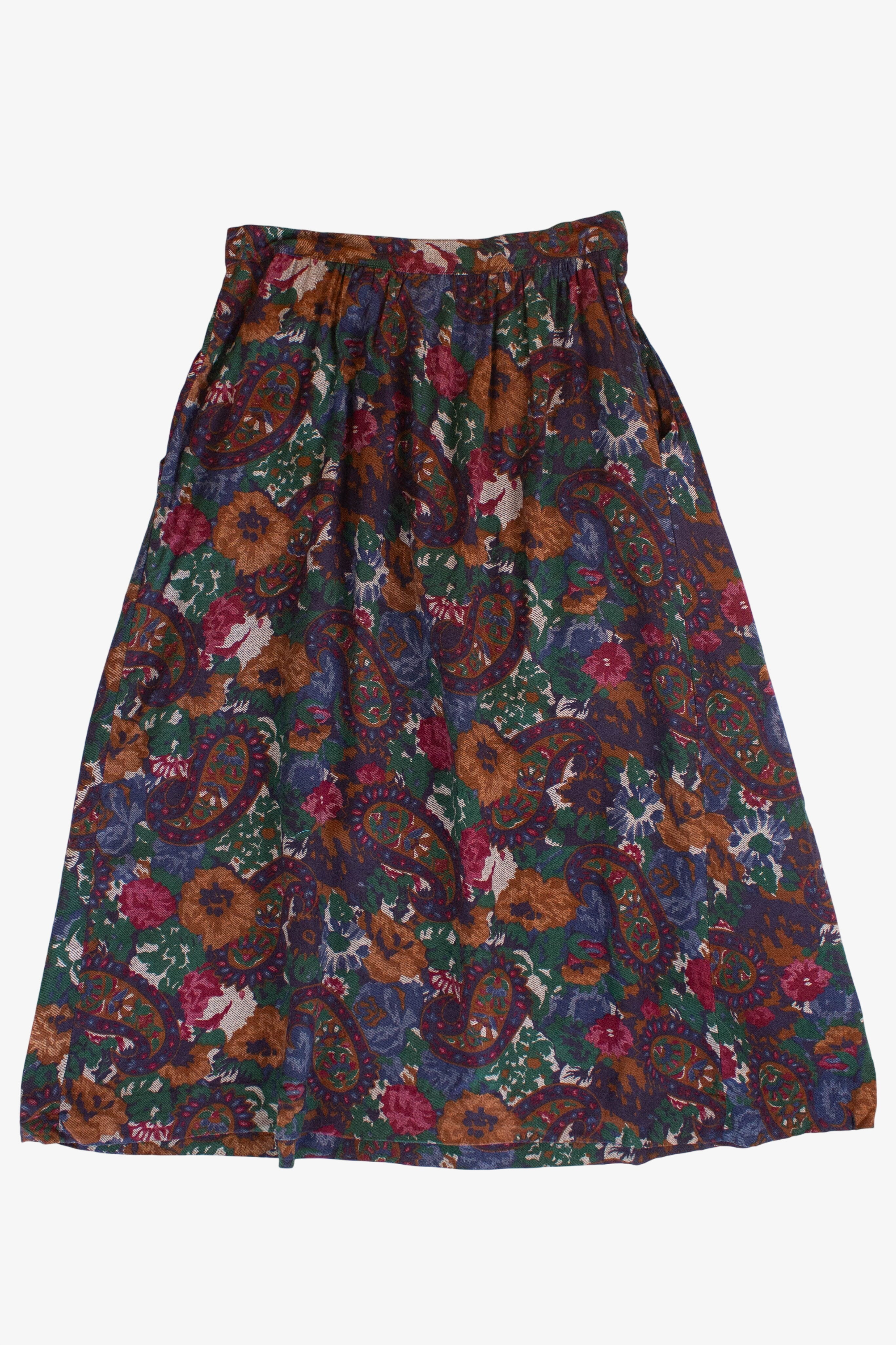 Vintage Paisley Pleated Maxi Skirt (1990s)