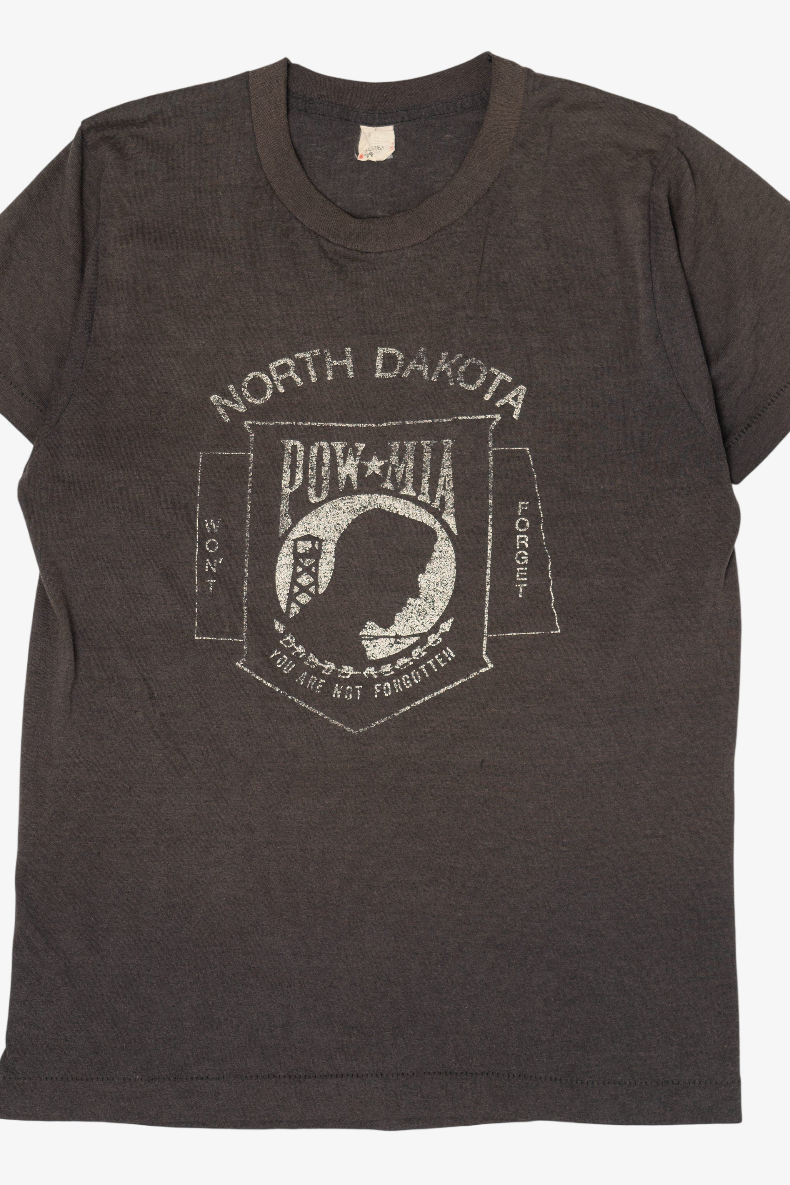 Vintage Brown North Dakota POW/MIA T-Shirt (1980s)