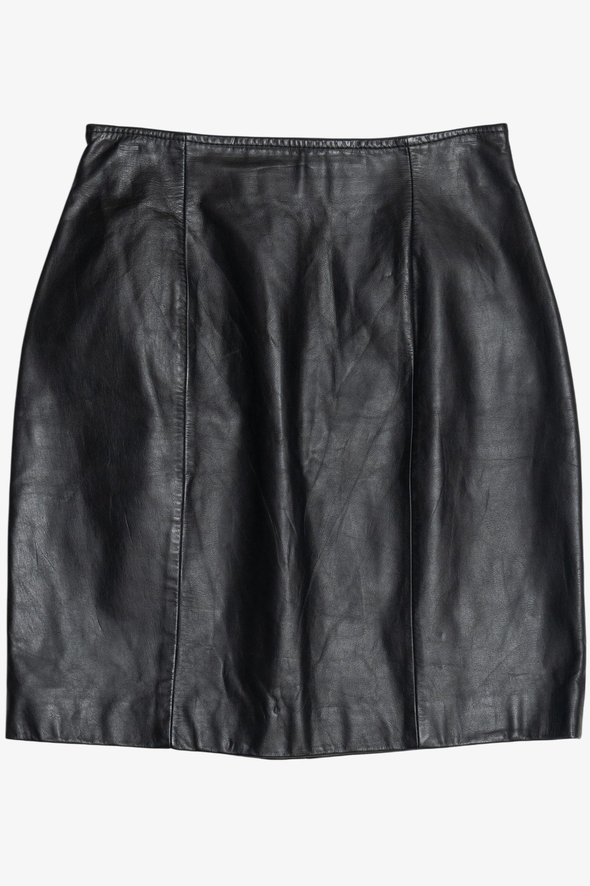 Vintage Genuine Leather Byrnes & Baker High Waisted Mini Skirt (1990s)