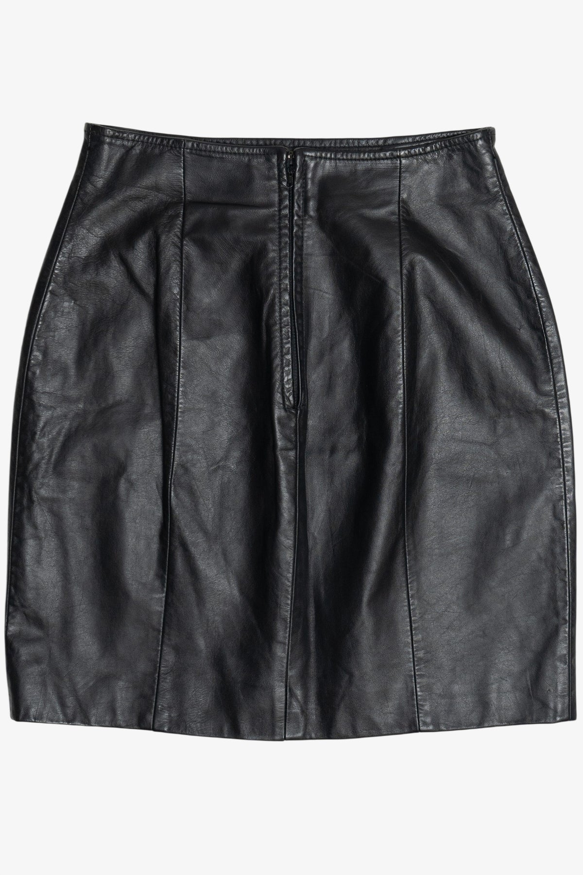Vintage Genuine Leather Byrnes & Baker High Waisted Mini Skirt (1990s)