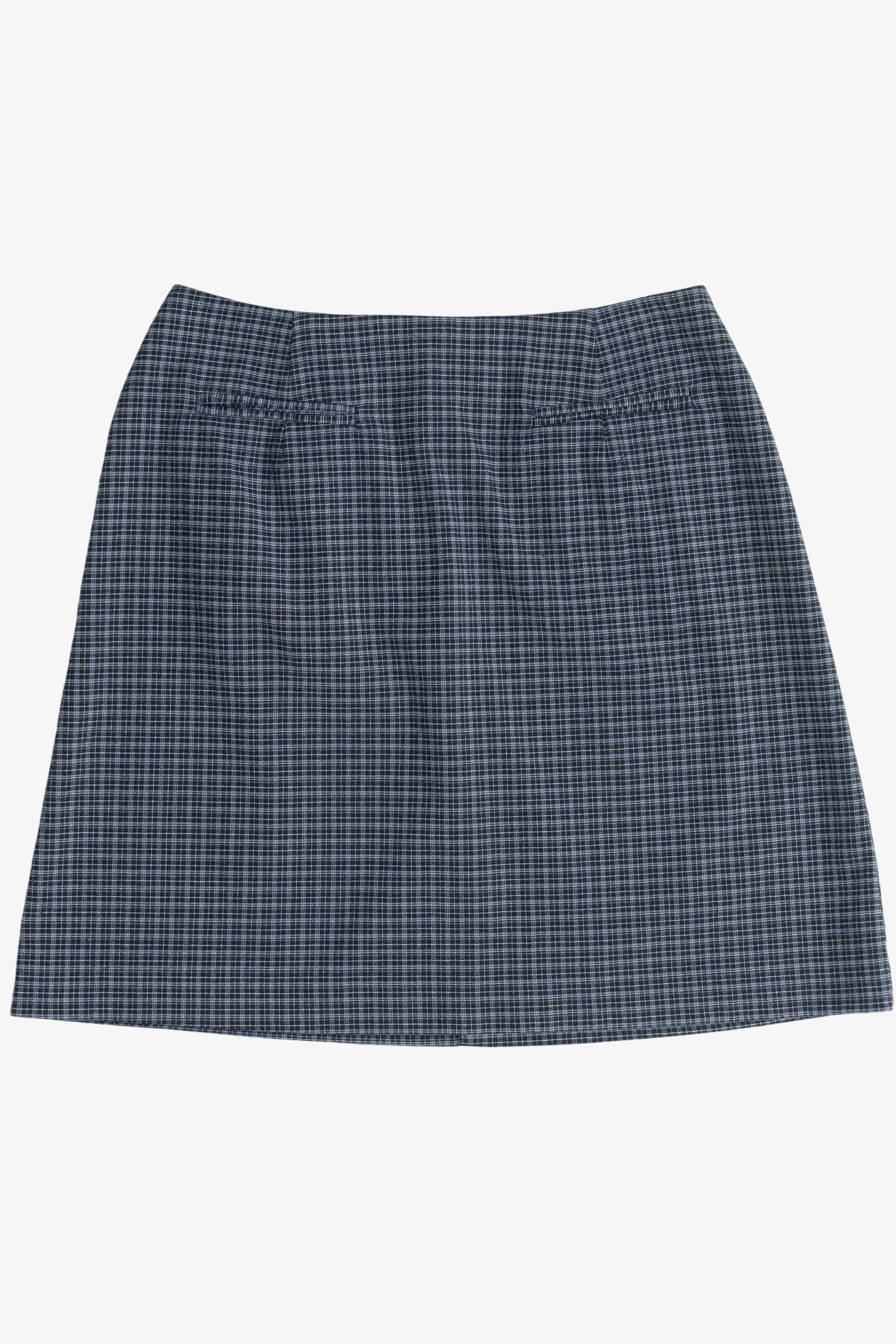 Navy Blue Talbots Double Pocket Plaid Mini Skirt (1990s)
