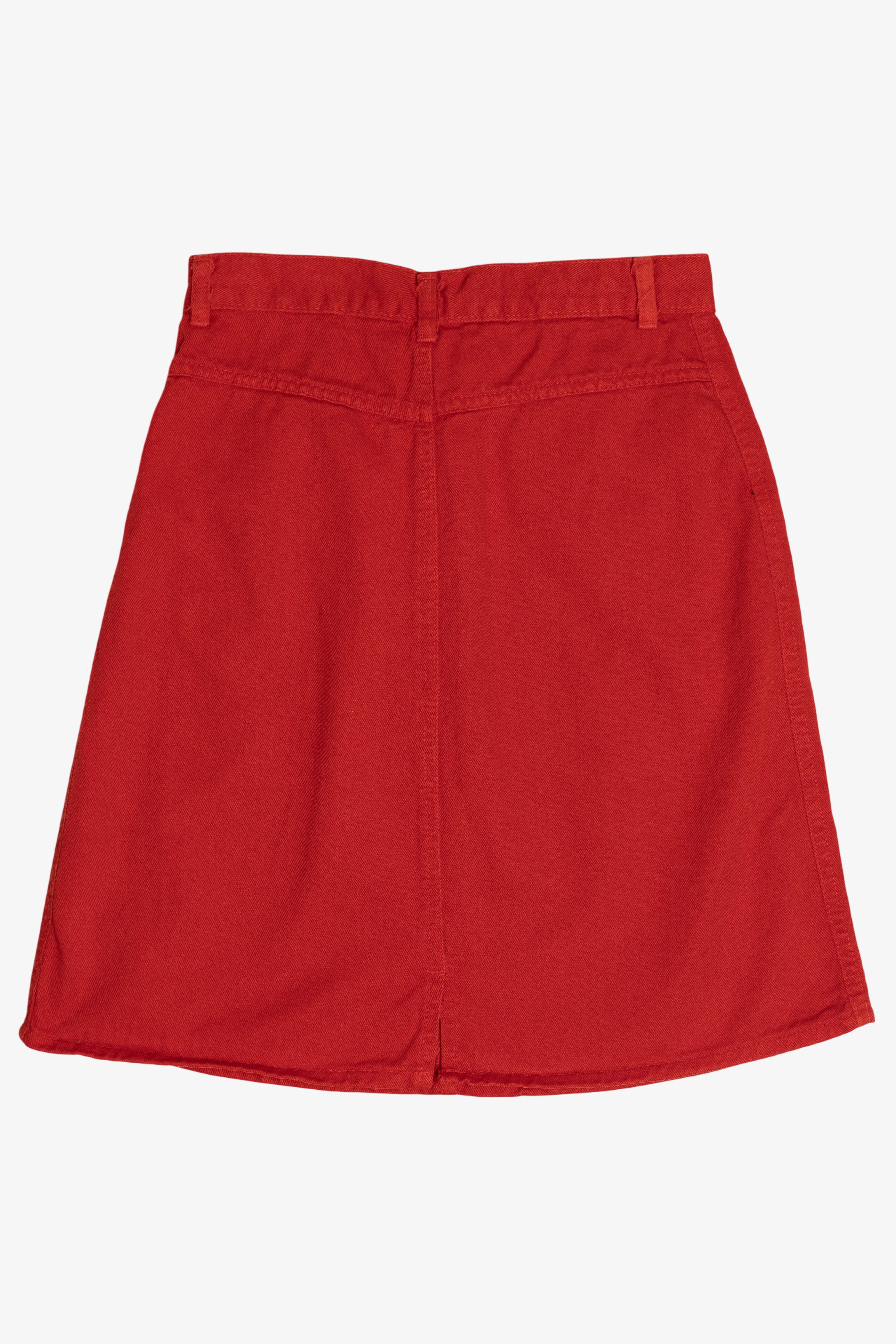 Vintage Cherry Red High Waisted Denim Mini Skirt (1980s)