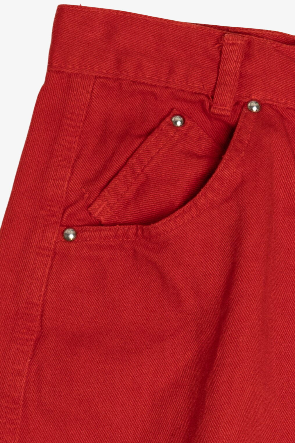 Vintage Cherry Red High Waisted Denim Mini Skirt (1980s)